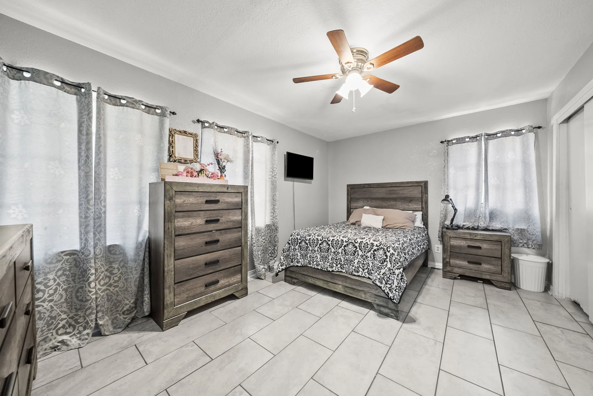 Tile flooring throughout