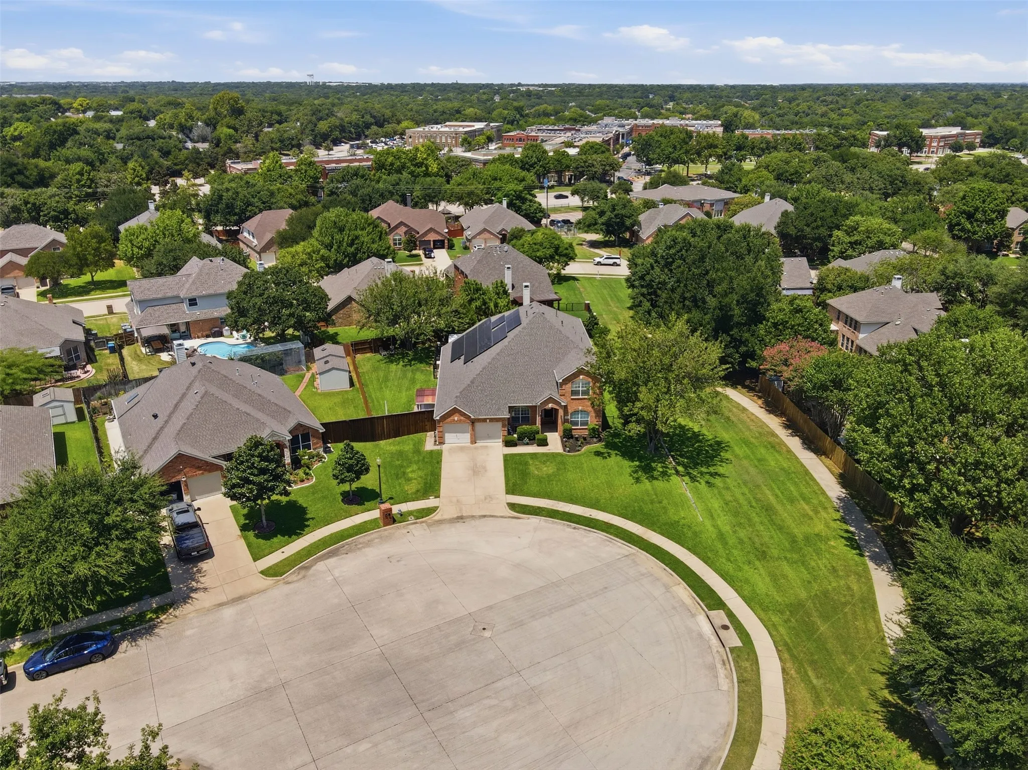 Nestled at the end of a quiet cul de sac, this exceptional home enjoys a premium homesite with a scenic greenbelt bordering one side, creating an uncommon sense of privacy and open space.