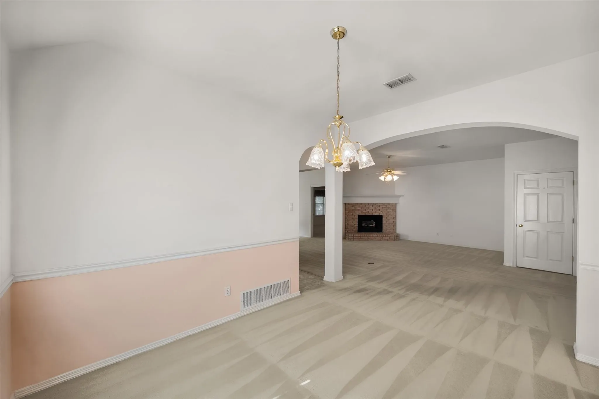 Arched entry to living room