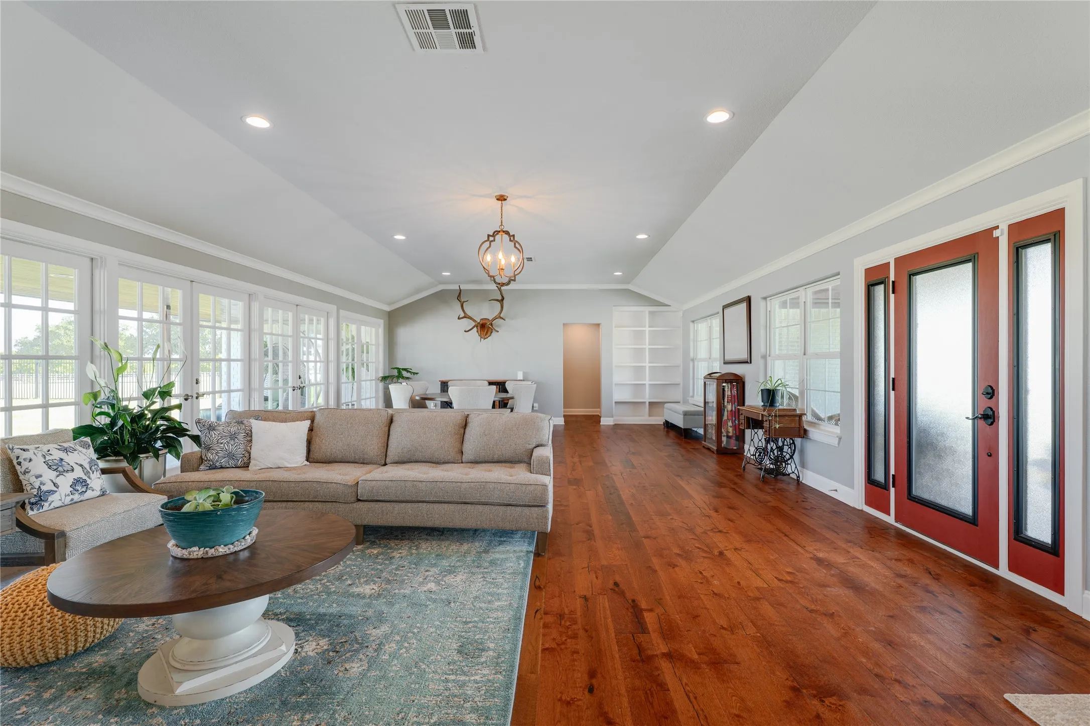 Hardwood flooring in the living area