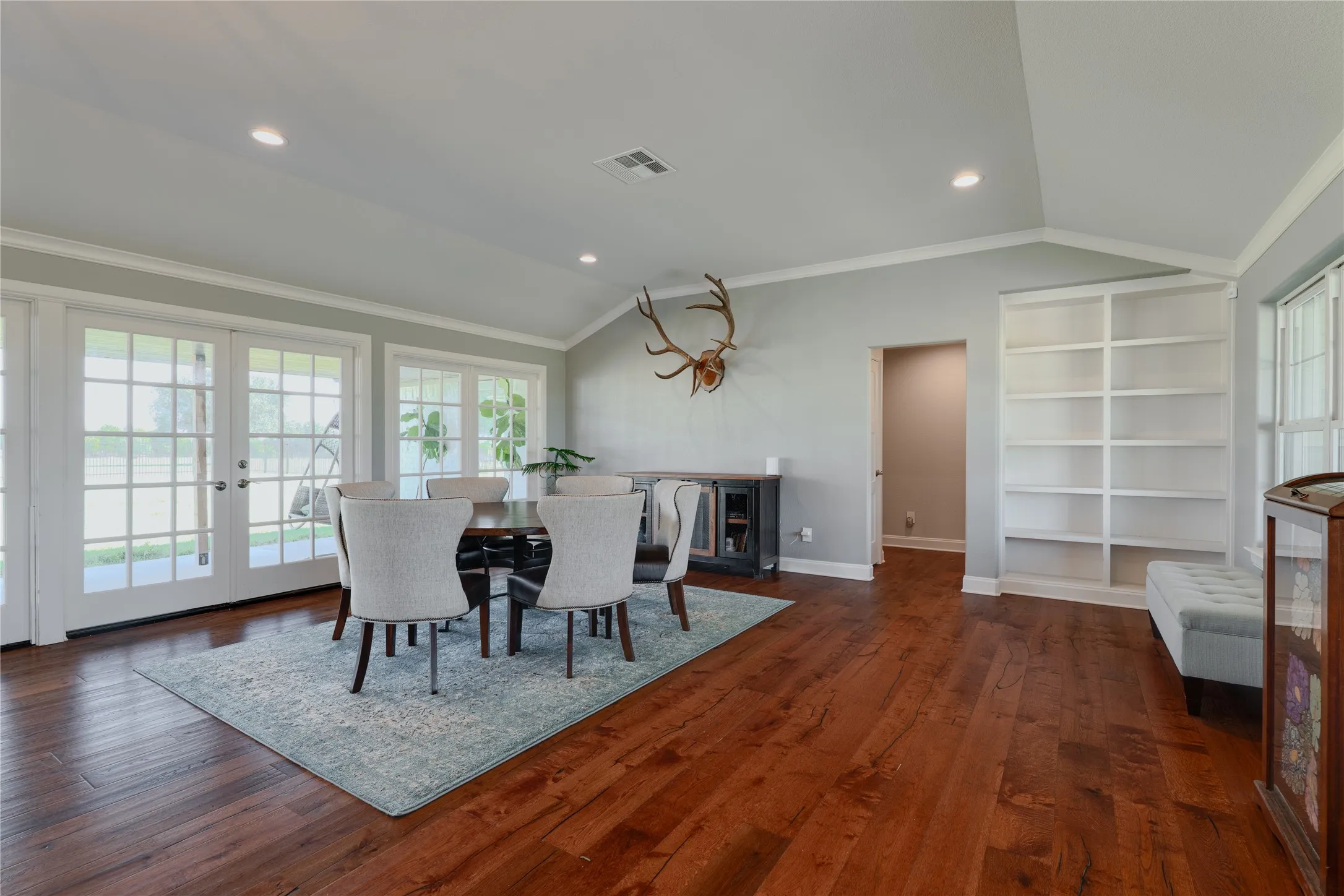 View of Dining Area & windows to the back view