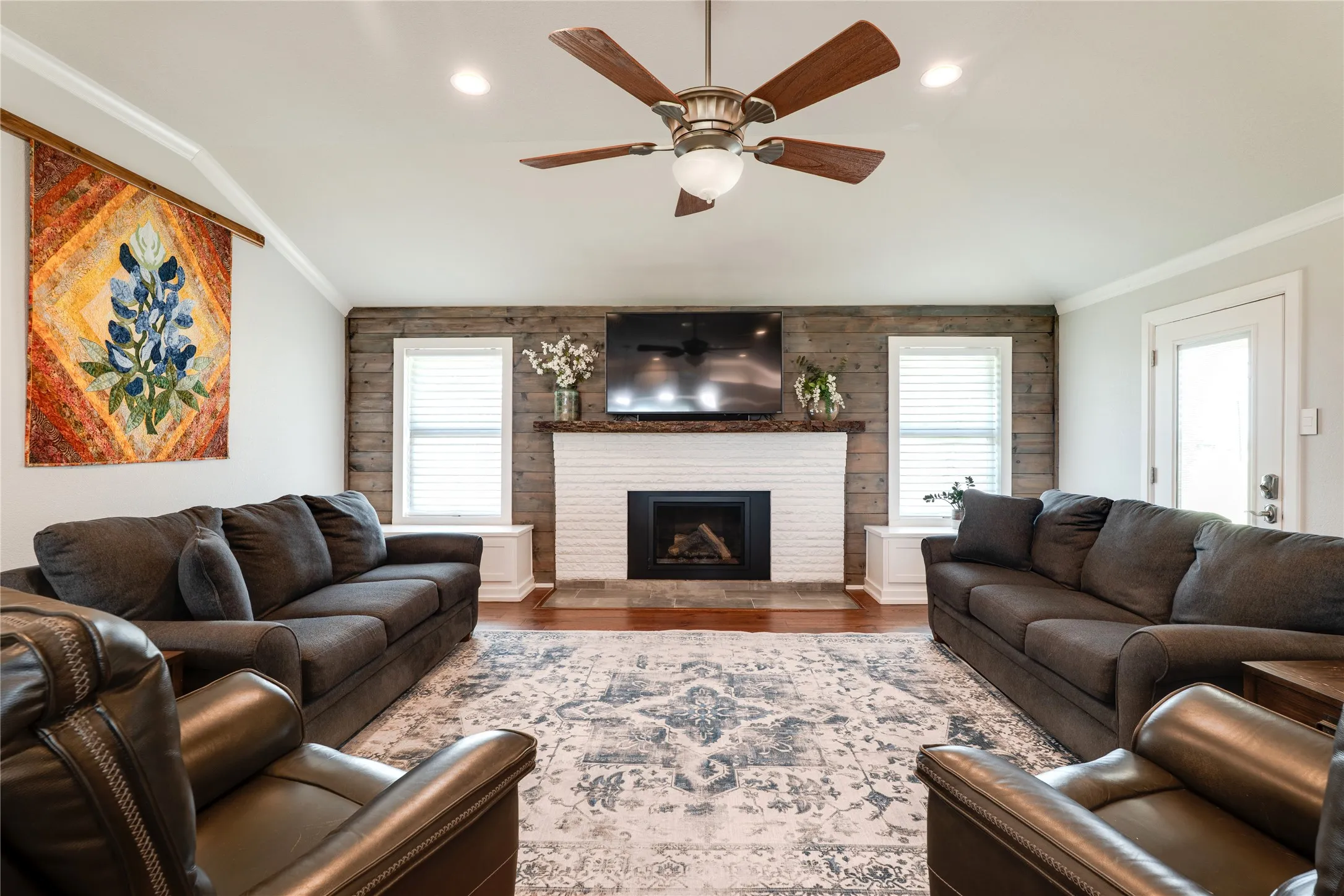 Gas Fireplace in one living area