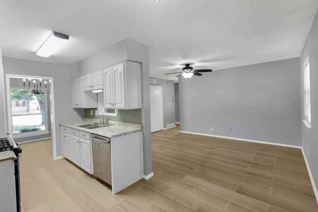 From eat-in area near laundry room door.