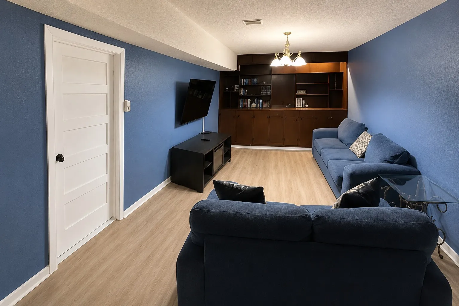 built-in cabinetry with open shelving