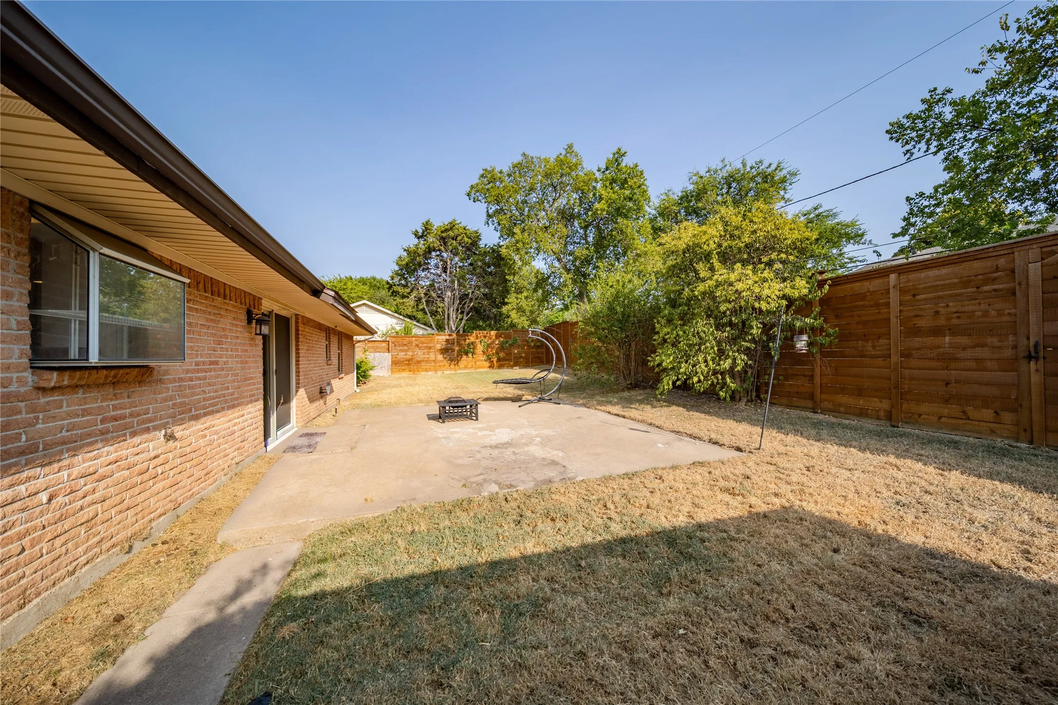 The open air patio is located at the back of the home.