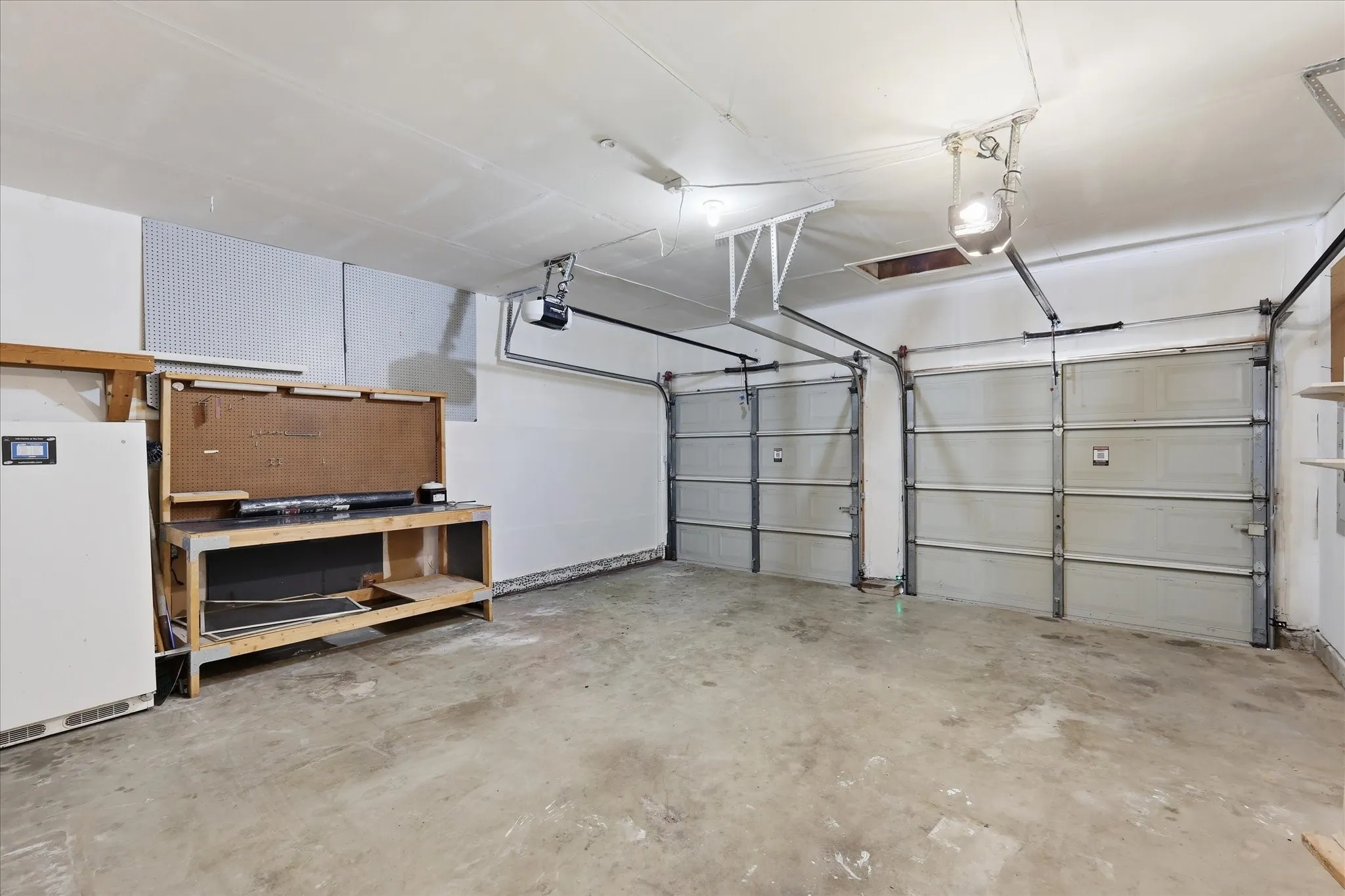 2 car garage with workbench