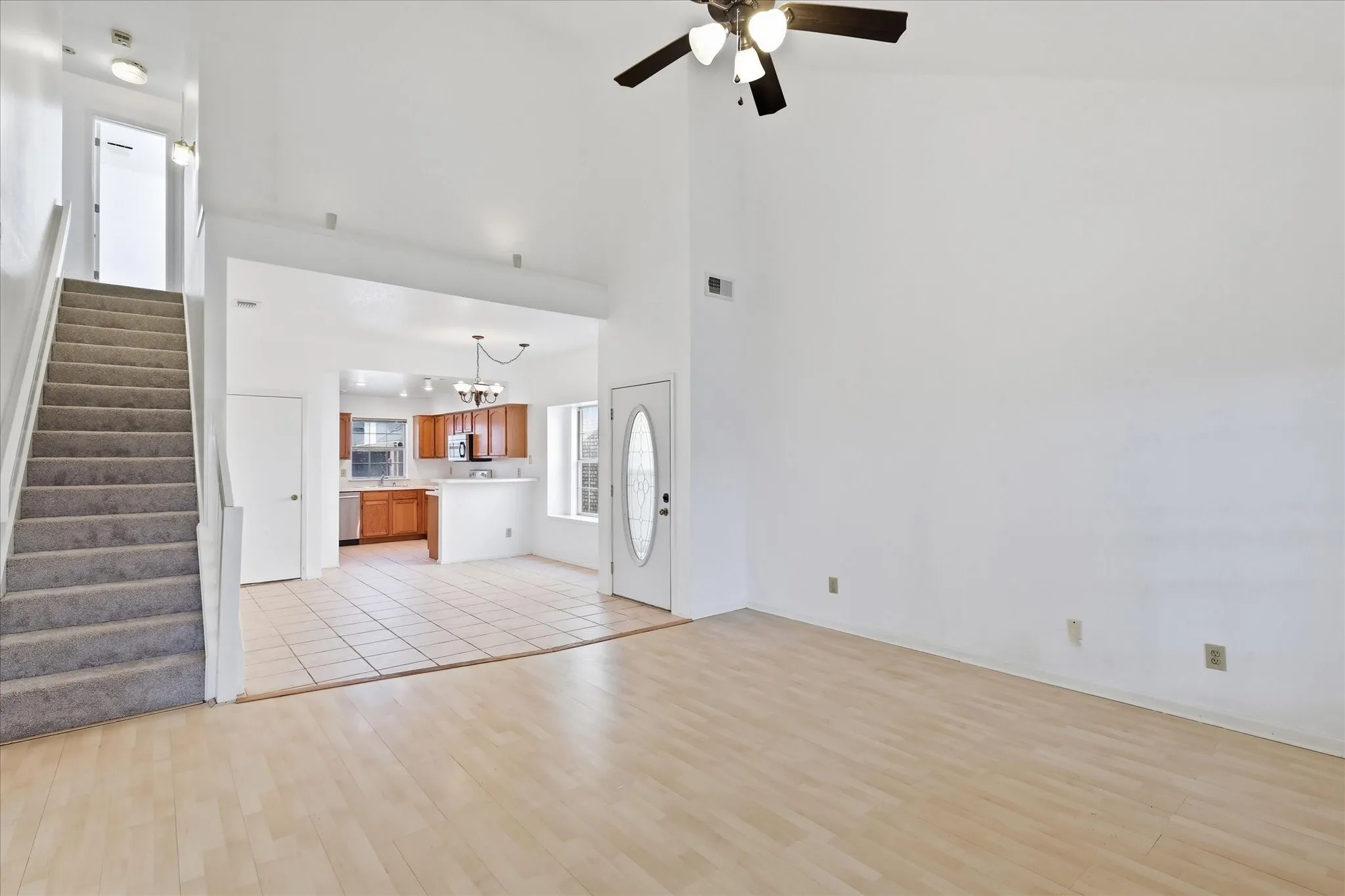 Looking back towards the dining room and kitchen.