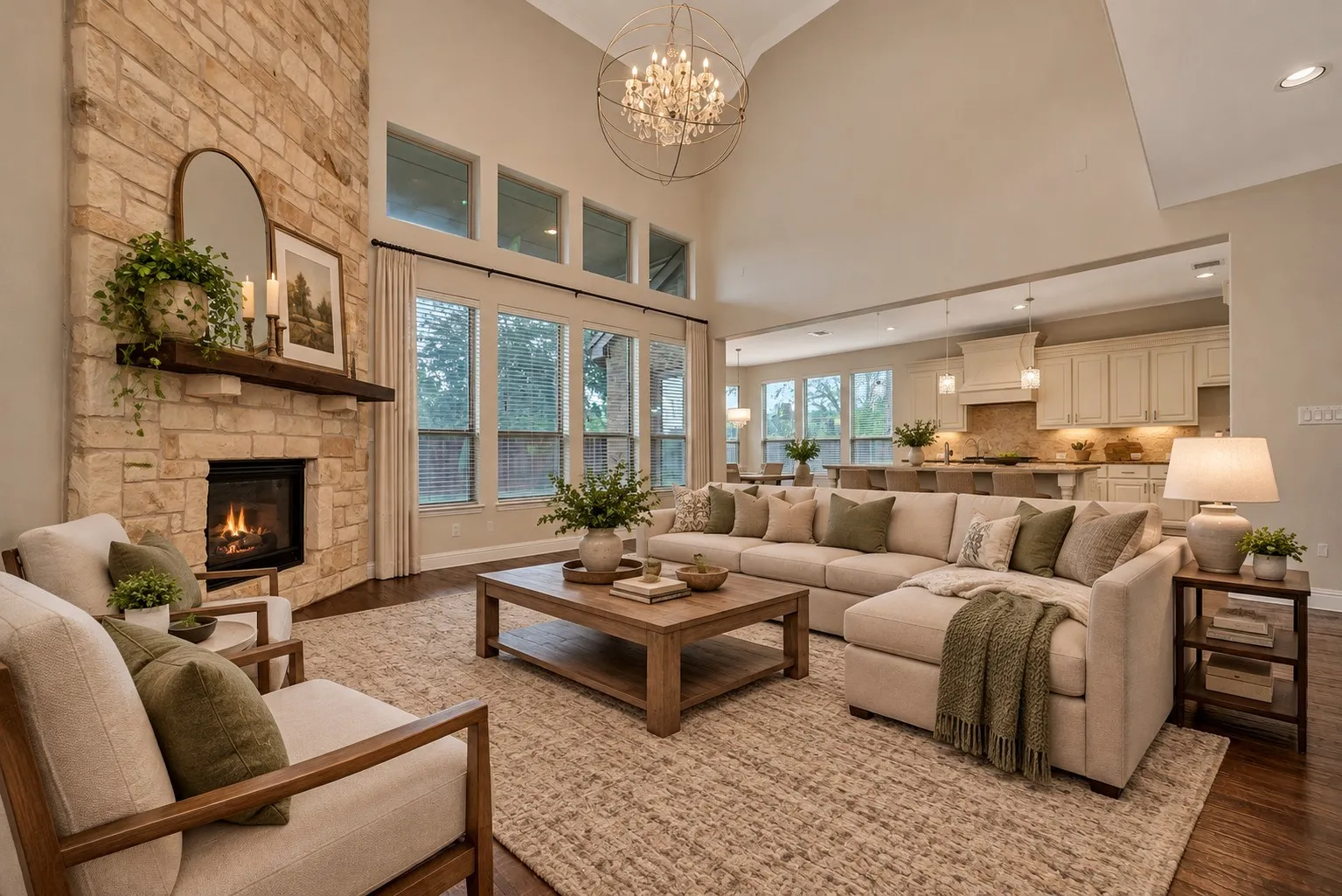 Virtual Staged 2 story Living with views to open Kitchen and Backyard!