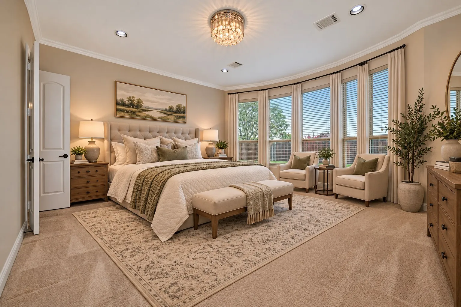Virtual Staged Primary Bedroom has room for ALL furniture Types!