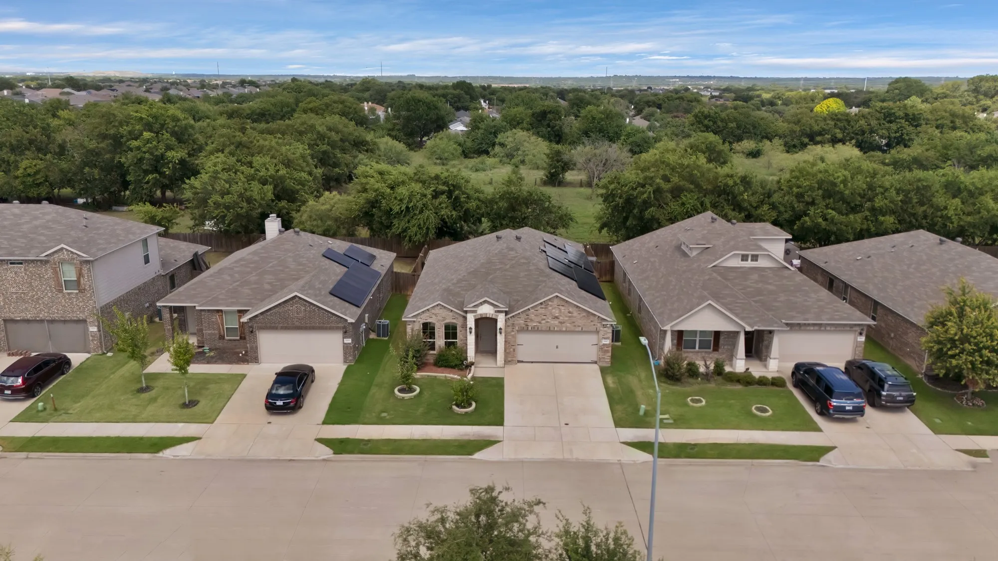 Aerial perspective of suburban area