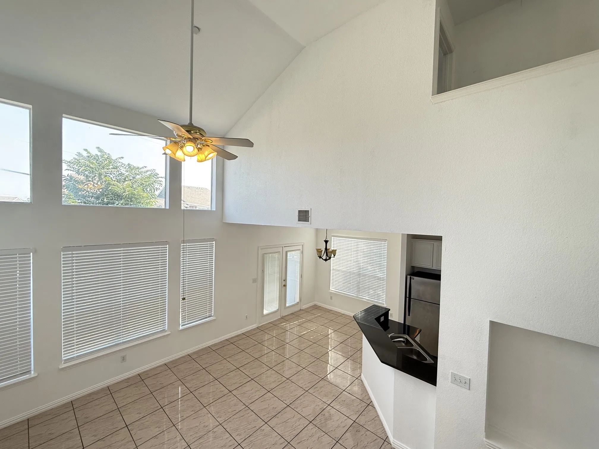 View of living, dining and kitchen form upstairs