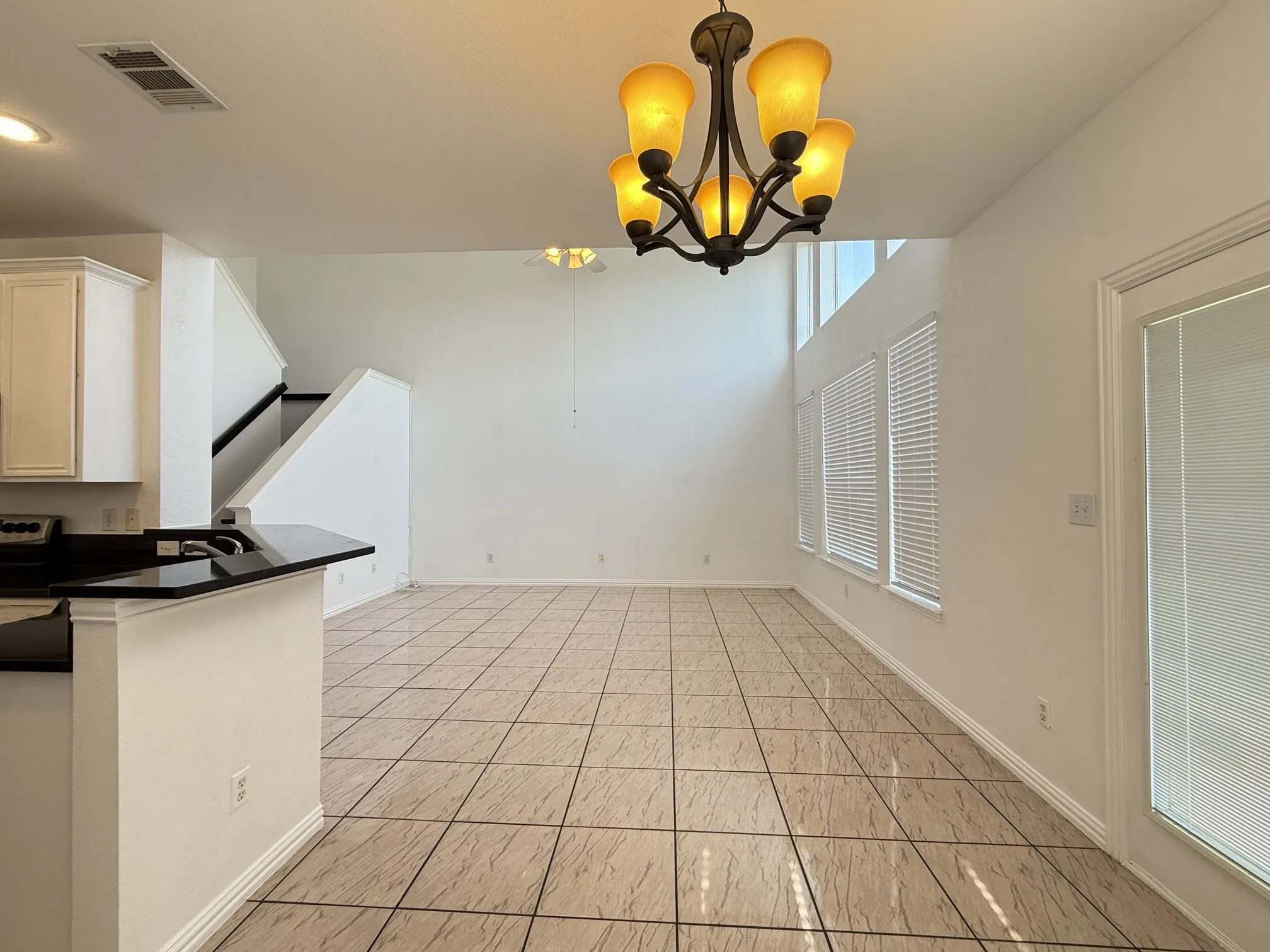 Kitchen and dining open to the living room