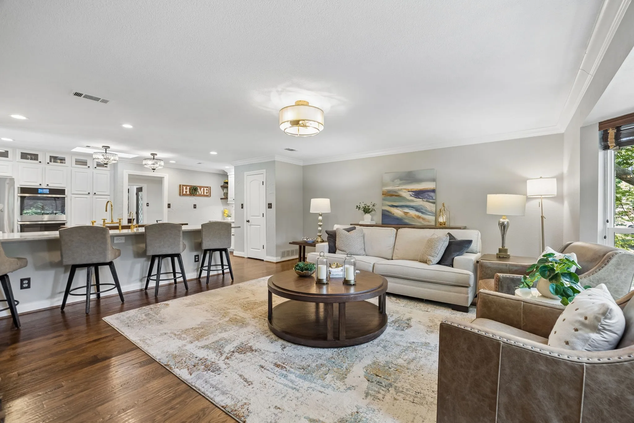 Family room open to the kitchen