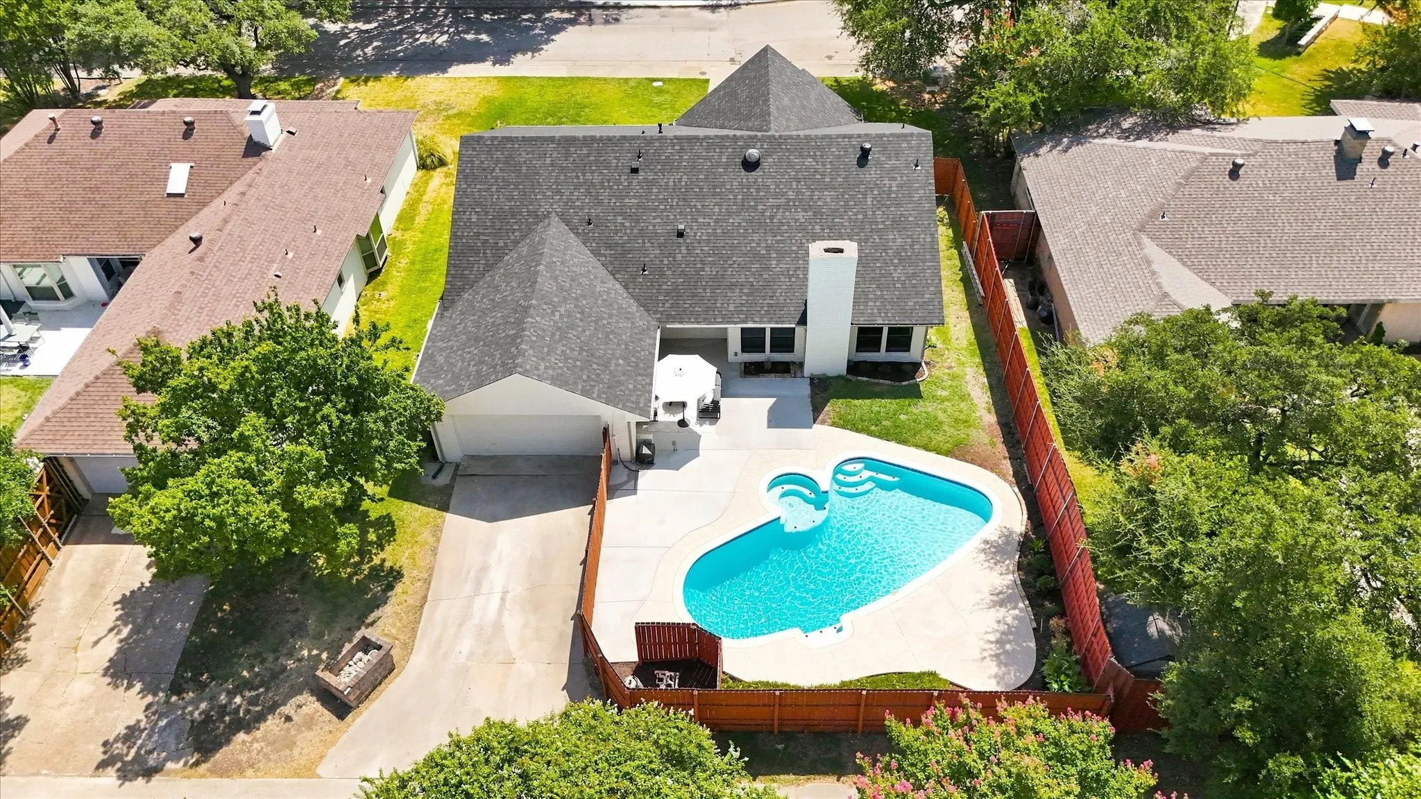 Aerial view of rear of home