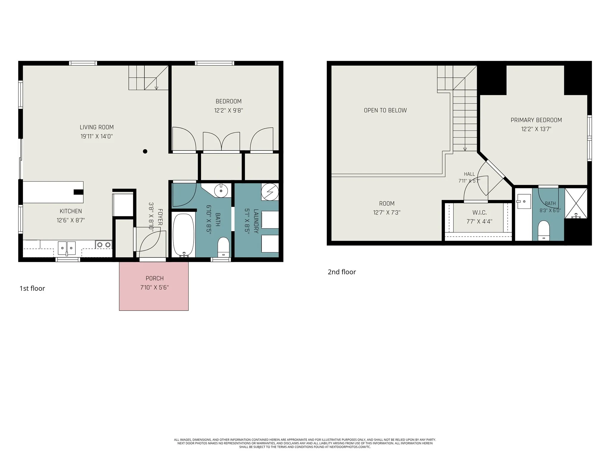 Comprehensive 2D floor plan detailing the main floor living areas and upper loft/bedroom configuration.
