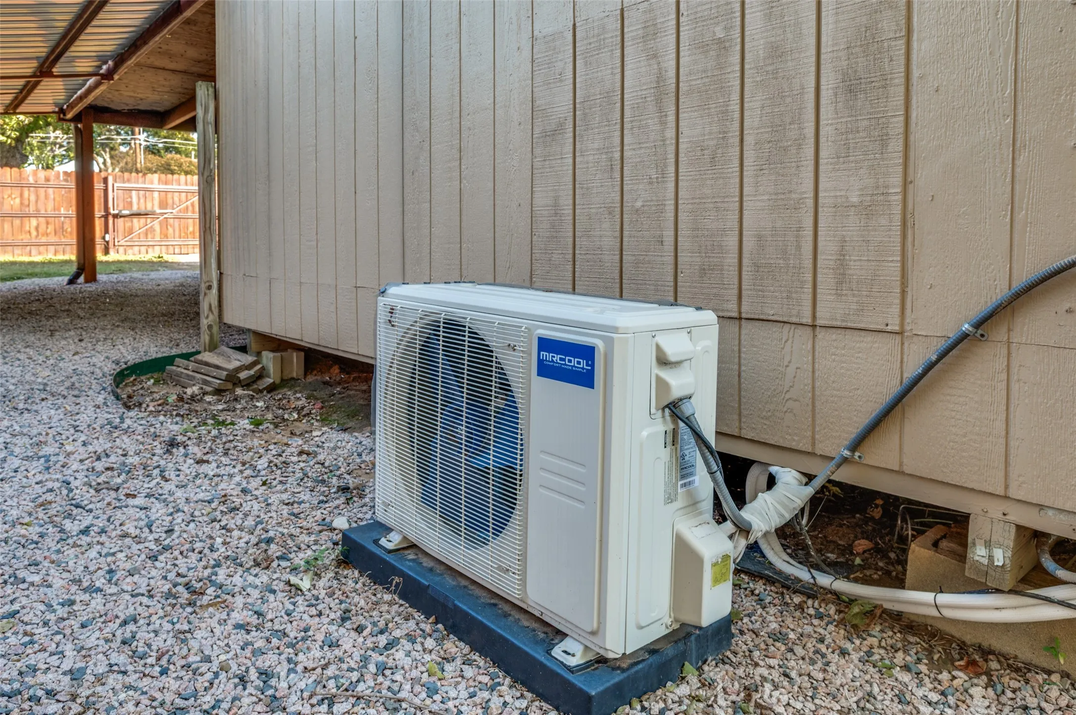 Exterior siding with a mini-split HVAC unit