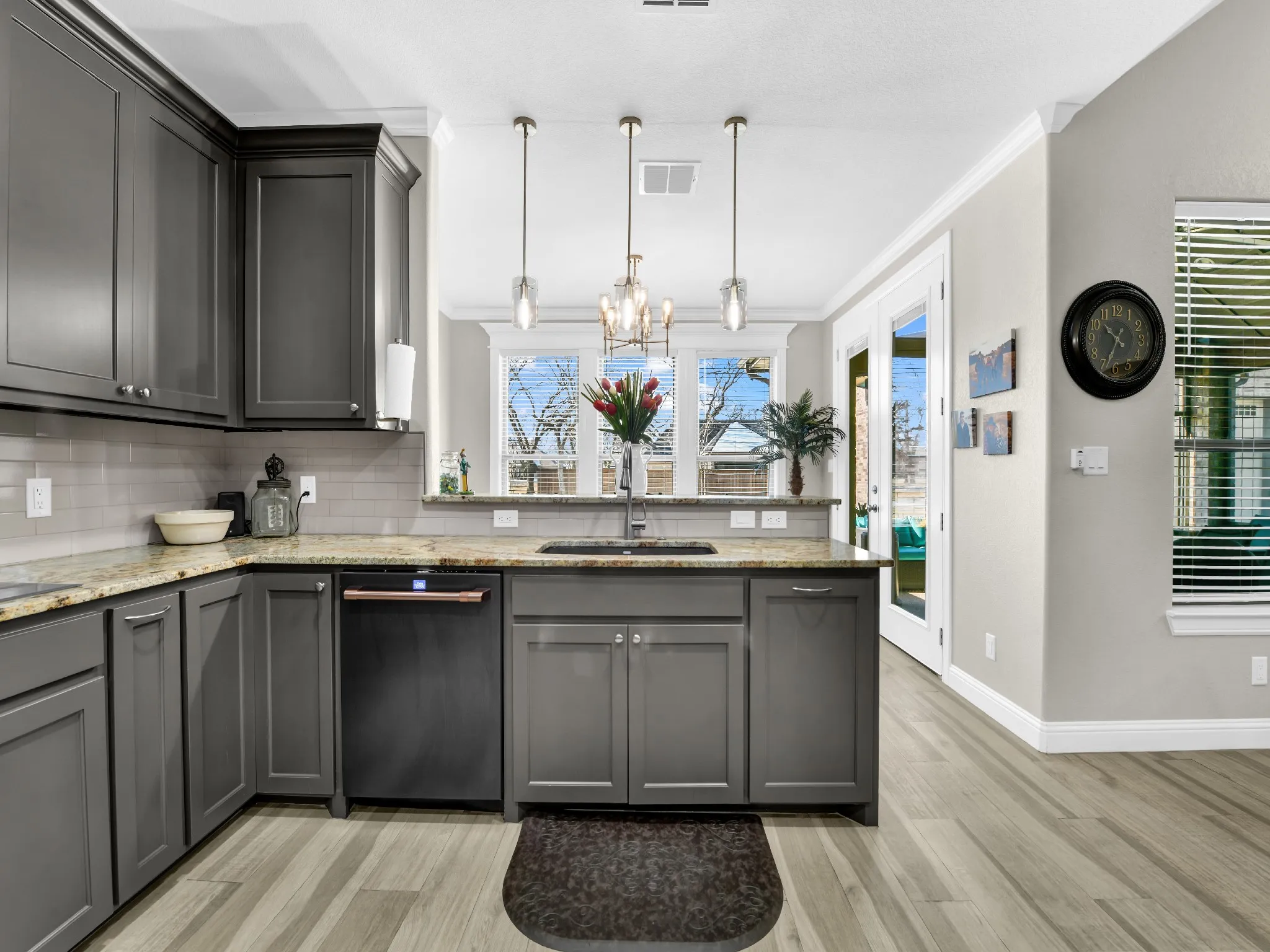 Kitchen with freshly painted cabinets