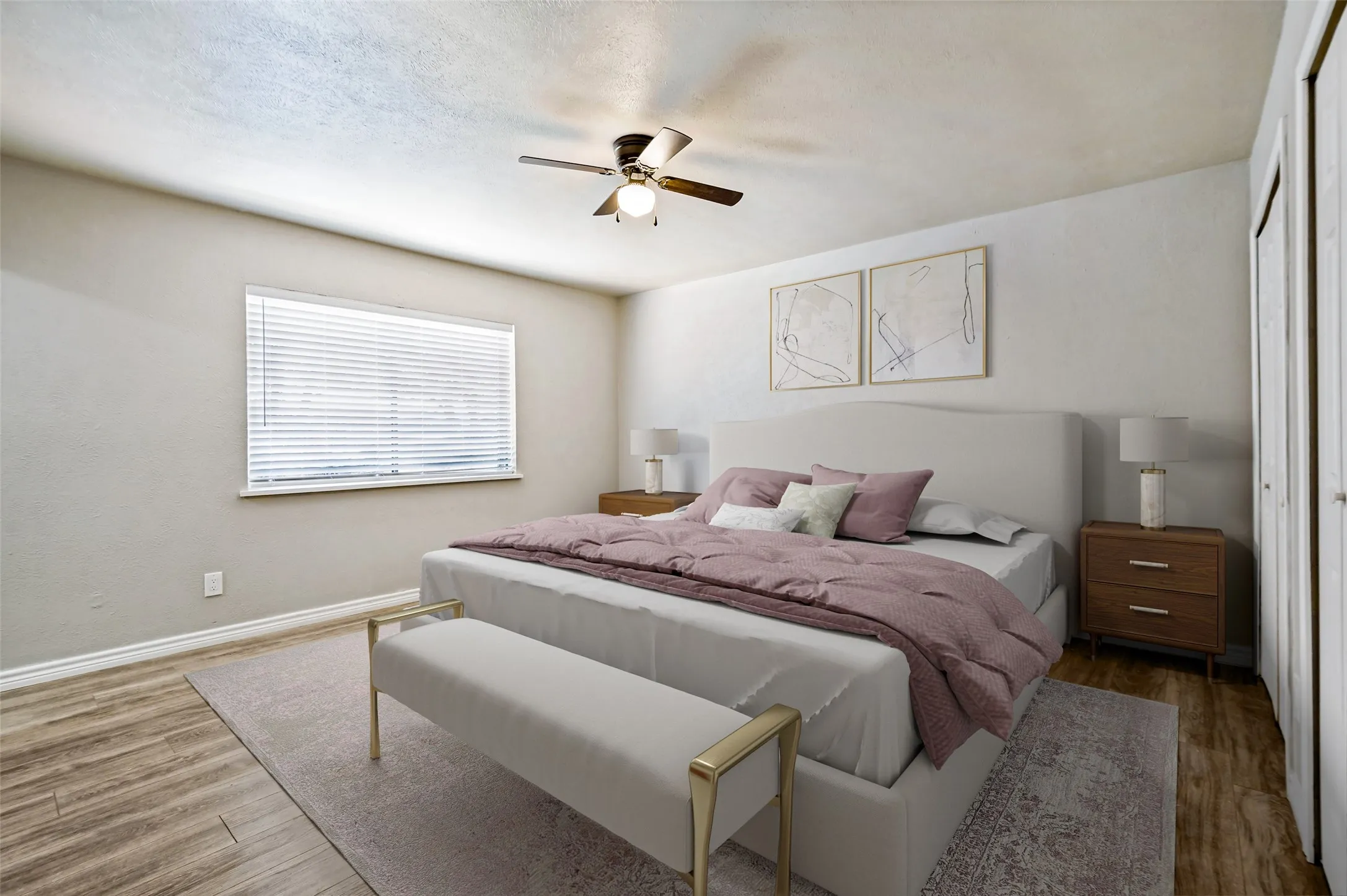 The primary bedroom is located in the back of the home while the other bedroom are near the front.  This provides a quiet setting.