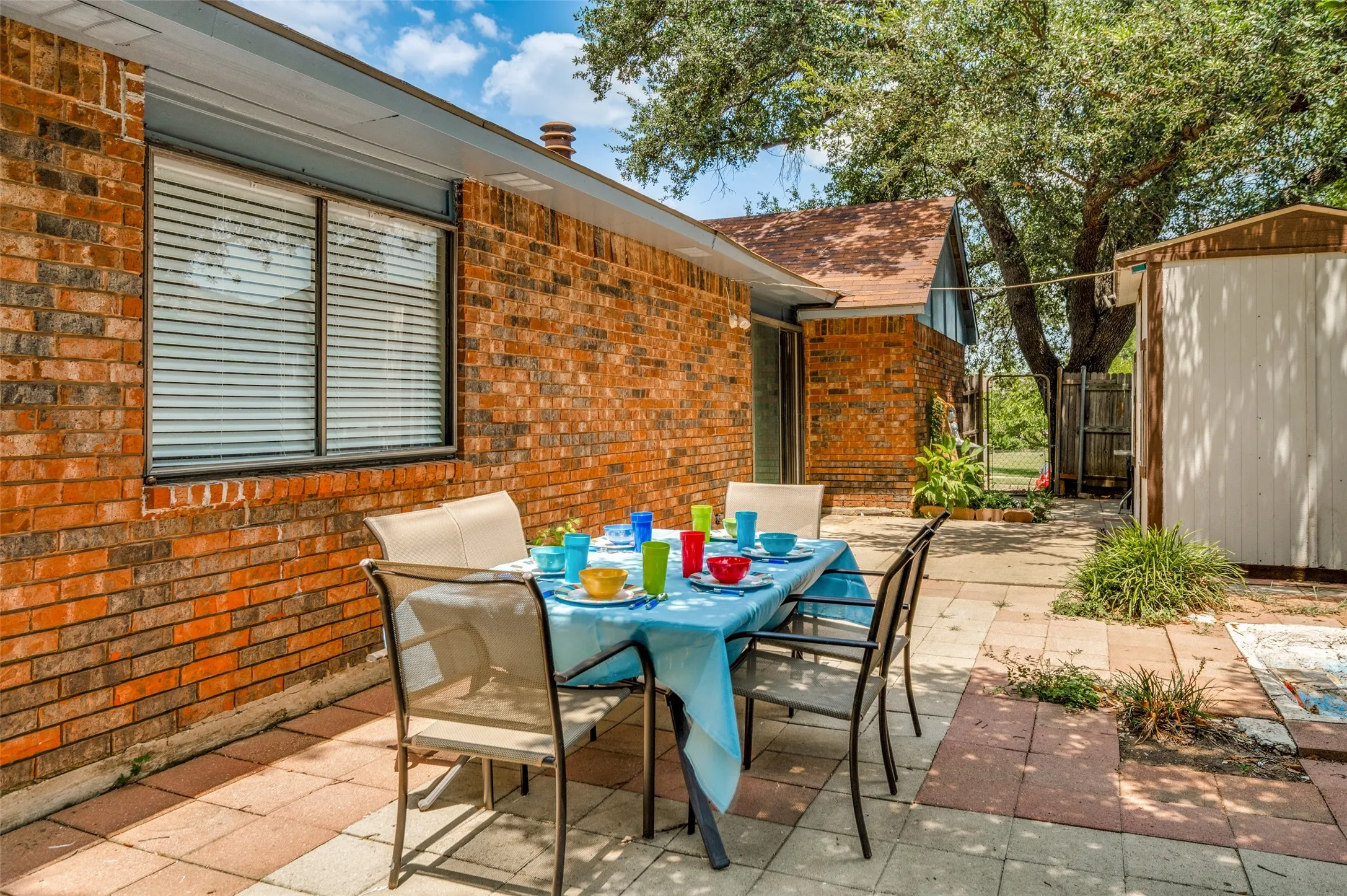 The patio has very ample room for dining outdoors and entertaining.