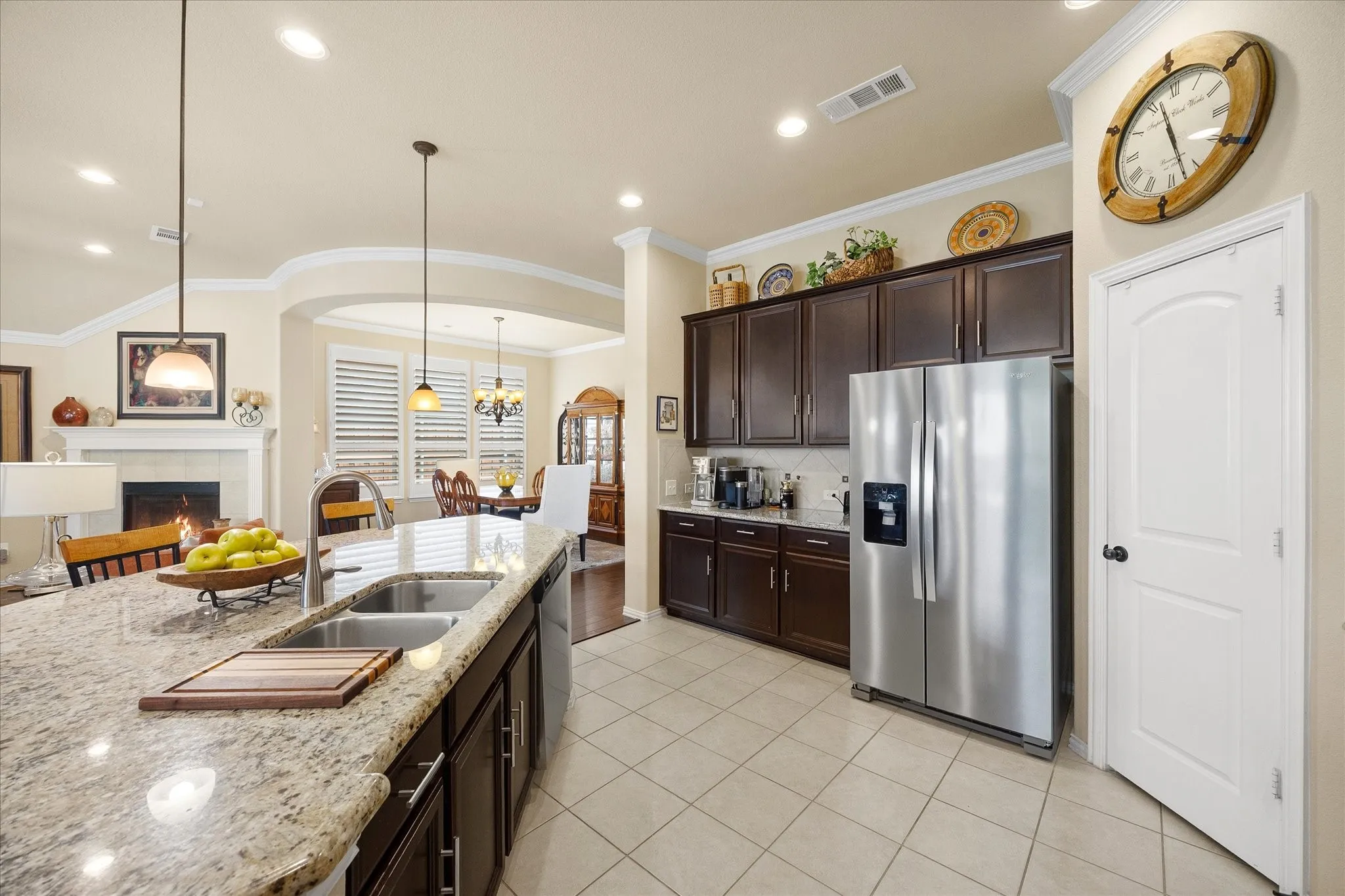Dream kitchen includes center island/breakfast bar and opens onto family room