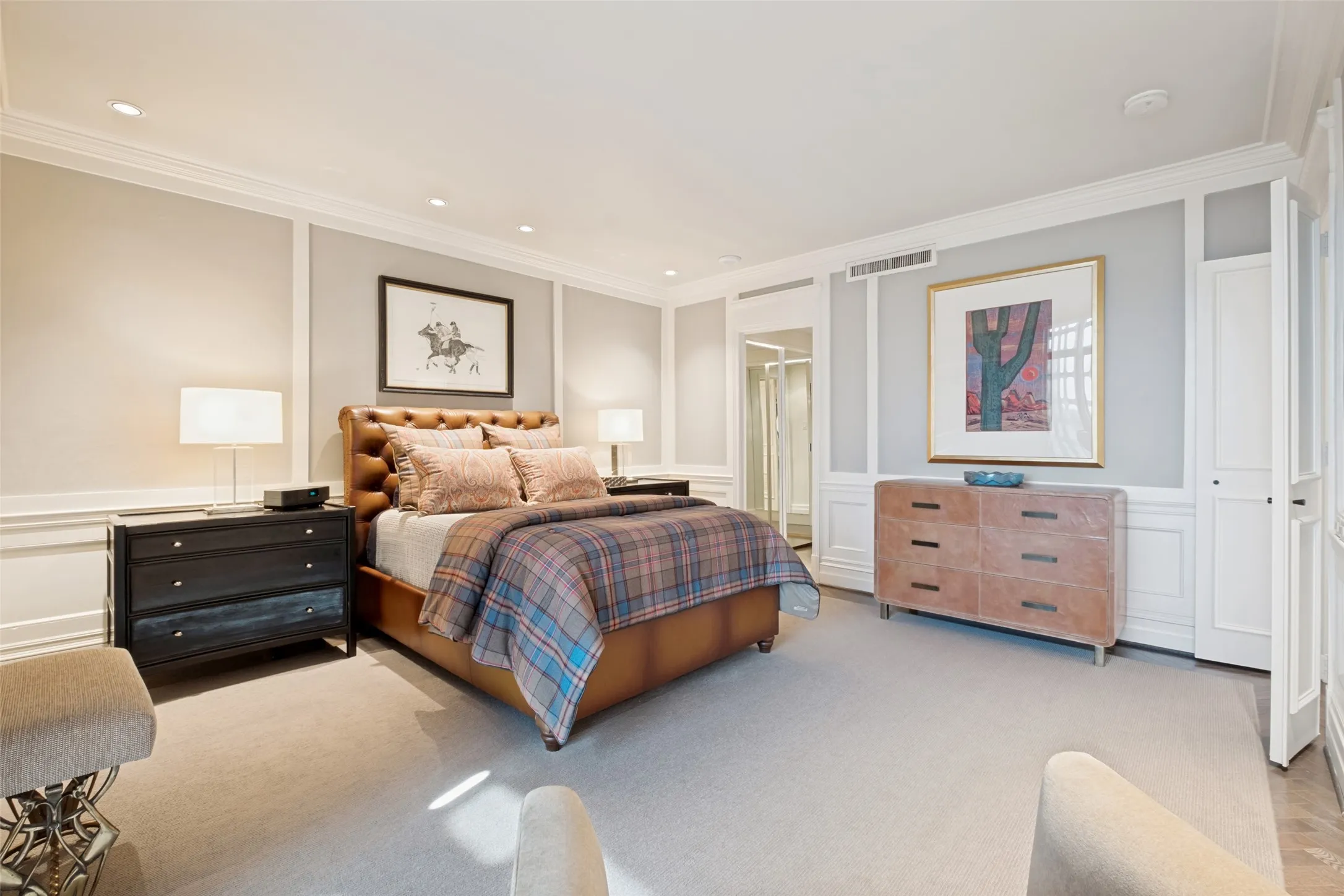 The bedroom is generous in size, can easily accommodate a king size bed.