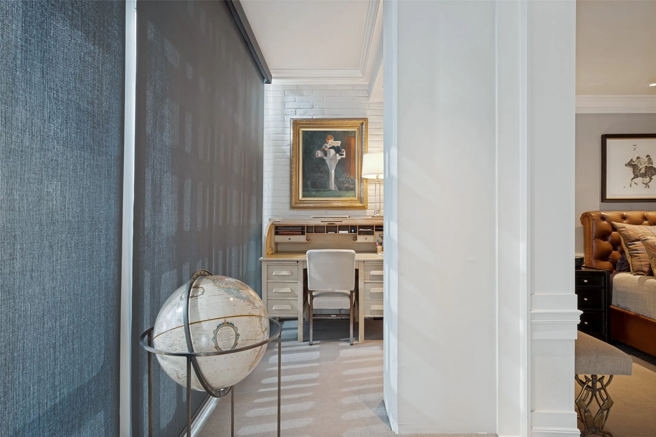 Presently used as an office, this space off the bedroom could function in many different ways.