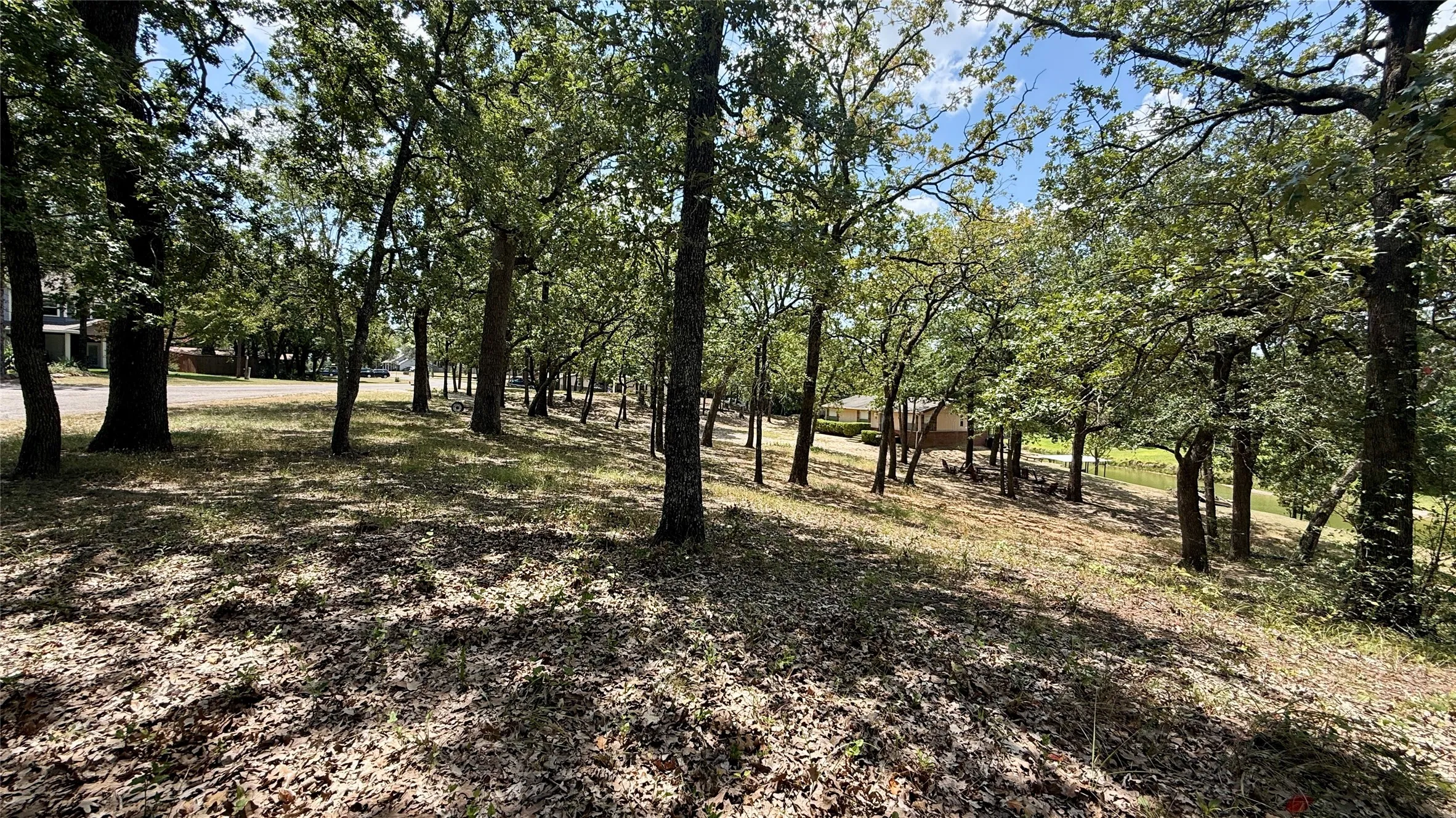Shaded wooded area provides additional possibilities for positioning a future home on this nearly one-acre property.