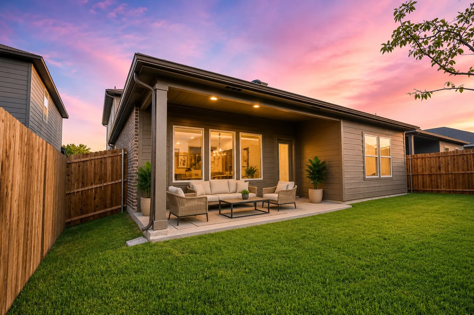 Cozy and inviting backyard over looking the spacious yard.