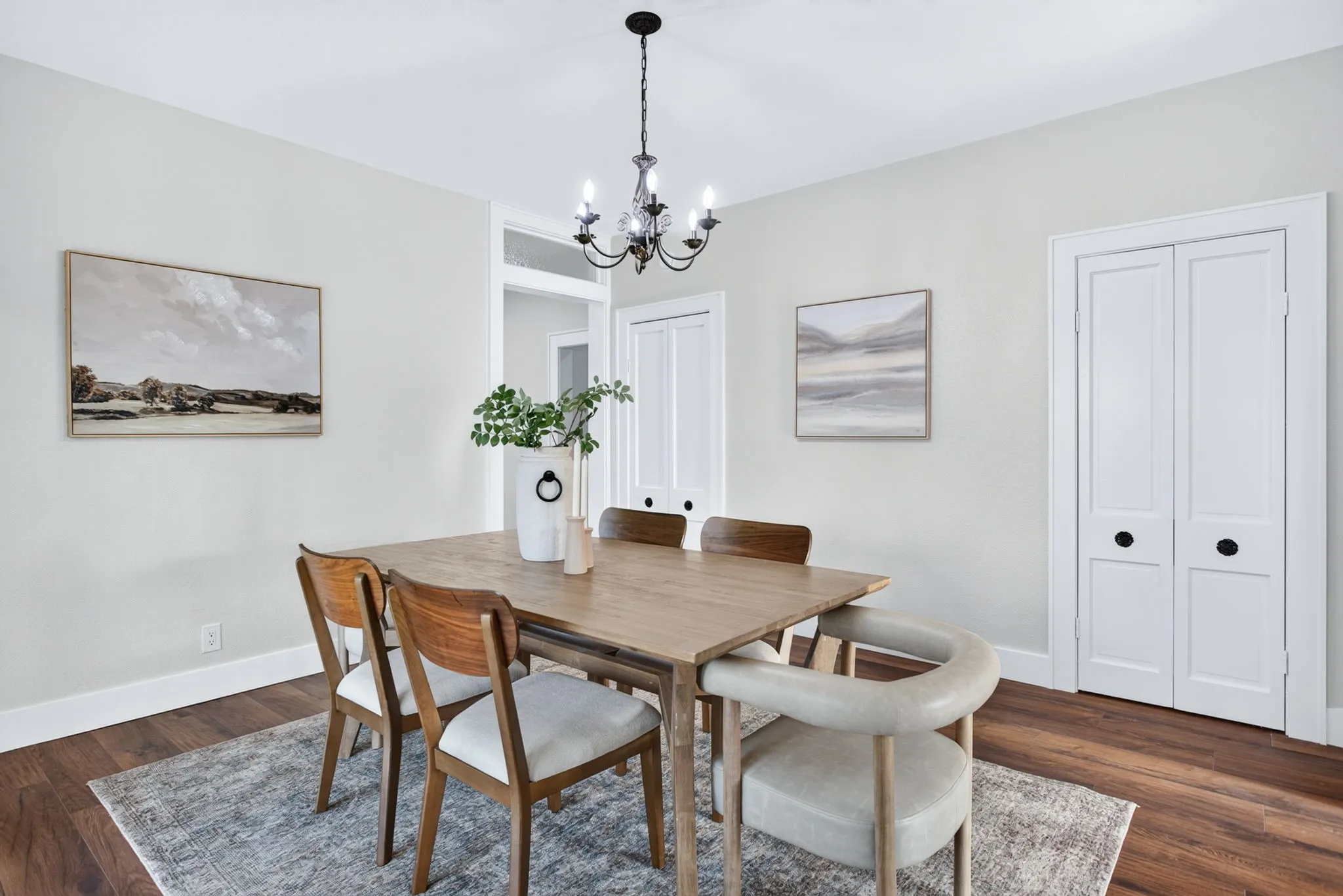 Original doors and new hardware in the same style as the home. Storage and vintage charm.