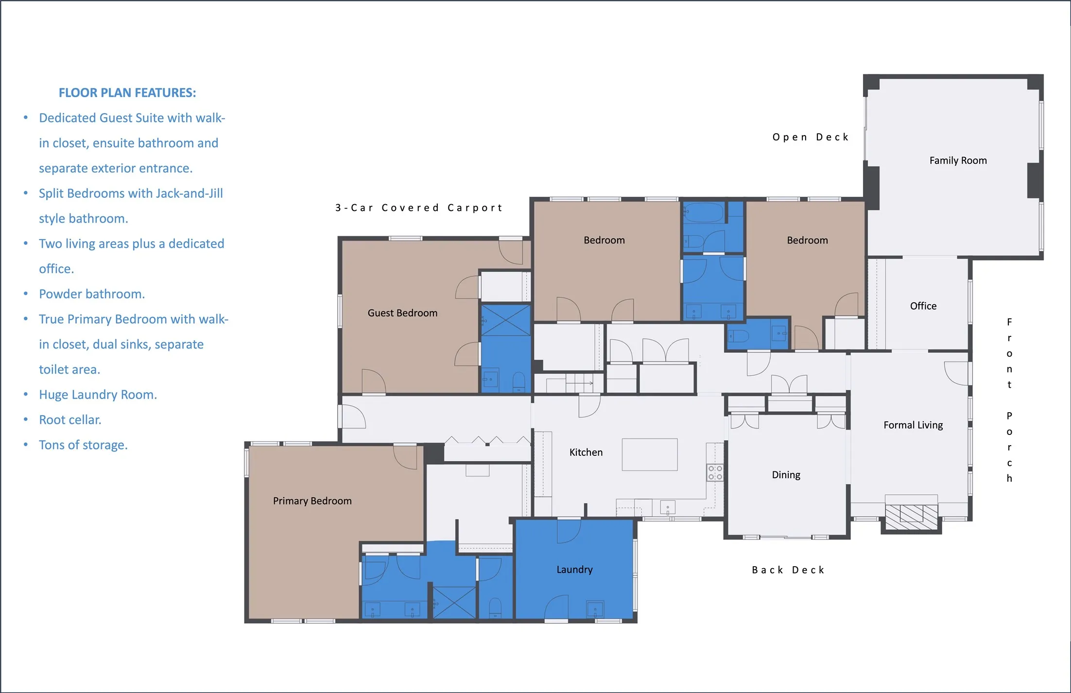 Fantastic Floor Plan: note the dedicated in-law suite with separate exterior entrance!