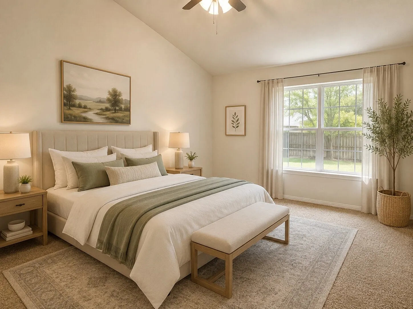 staged primary BR...Very large primary BR on the 2nd floor.  Tall ceilings and walk in closet