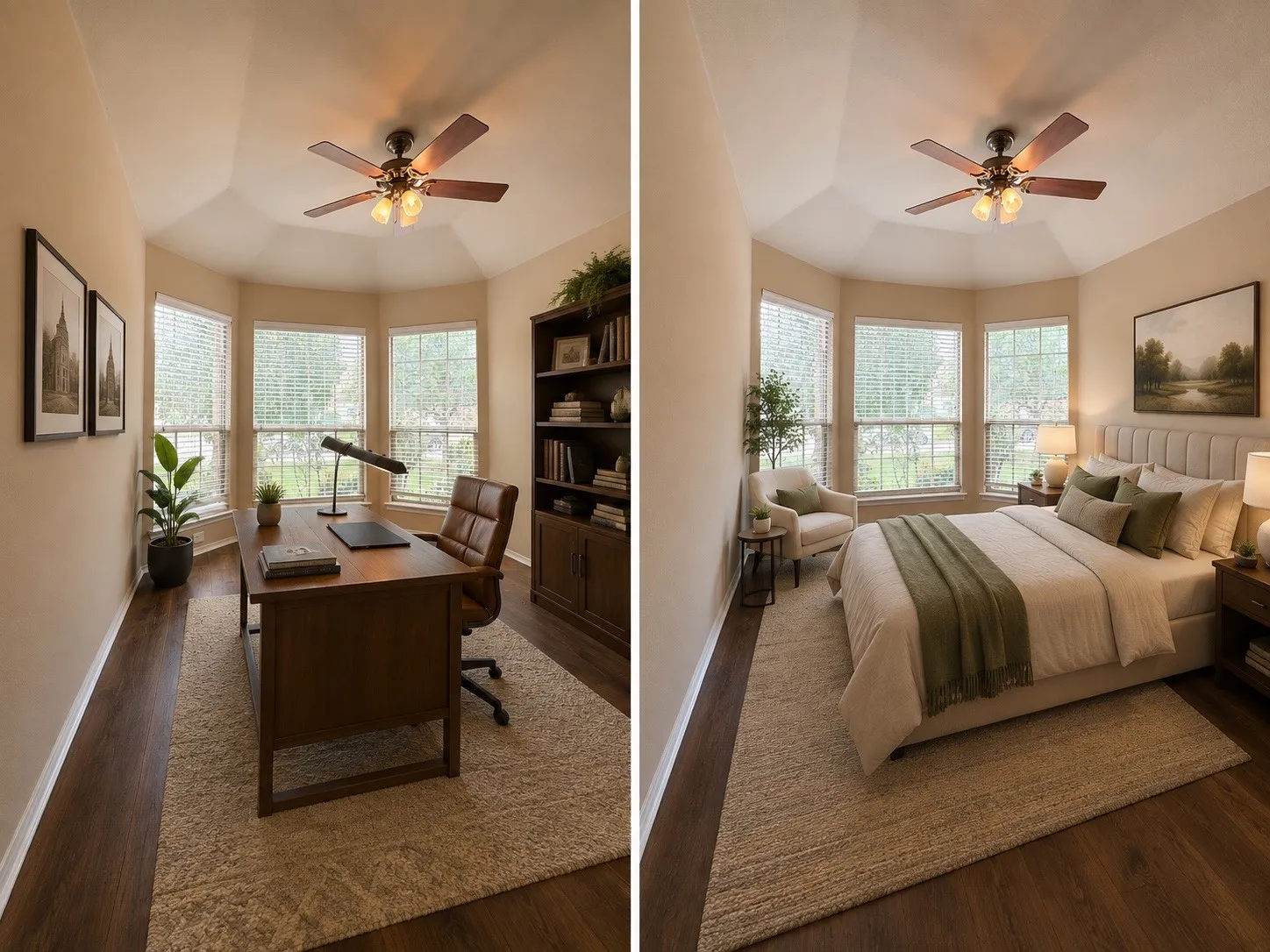 Bedroom 2 virtually staged a office and bedroom