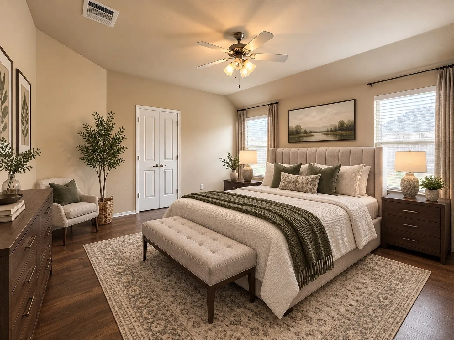 Virtaully staged master bedroom