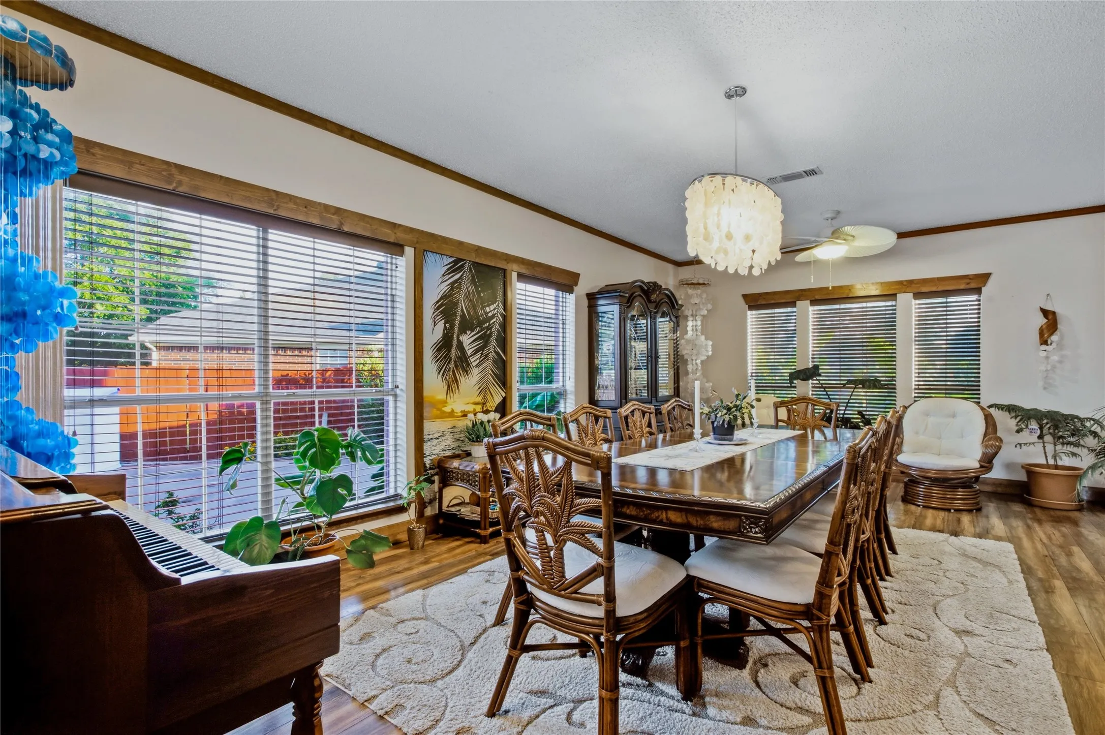 Or, break it up into a dining table and more formal living room.