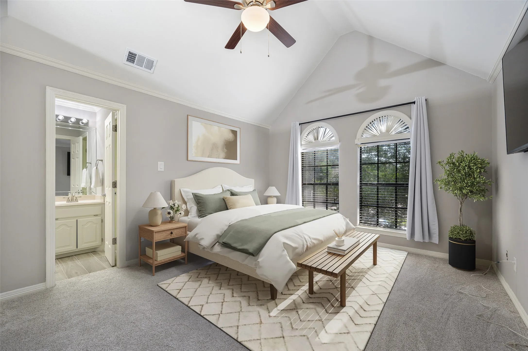 Upstairs bedroom with ensuite bath