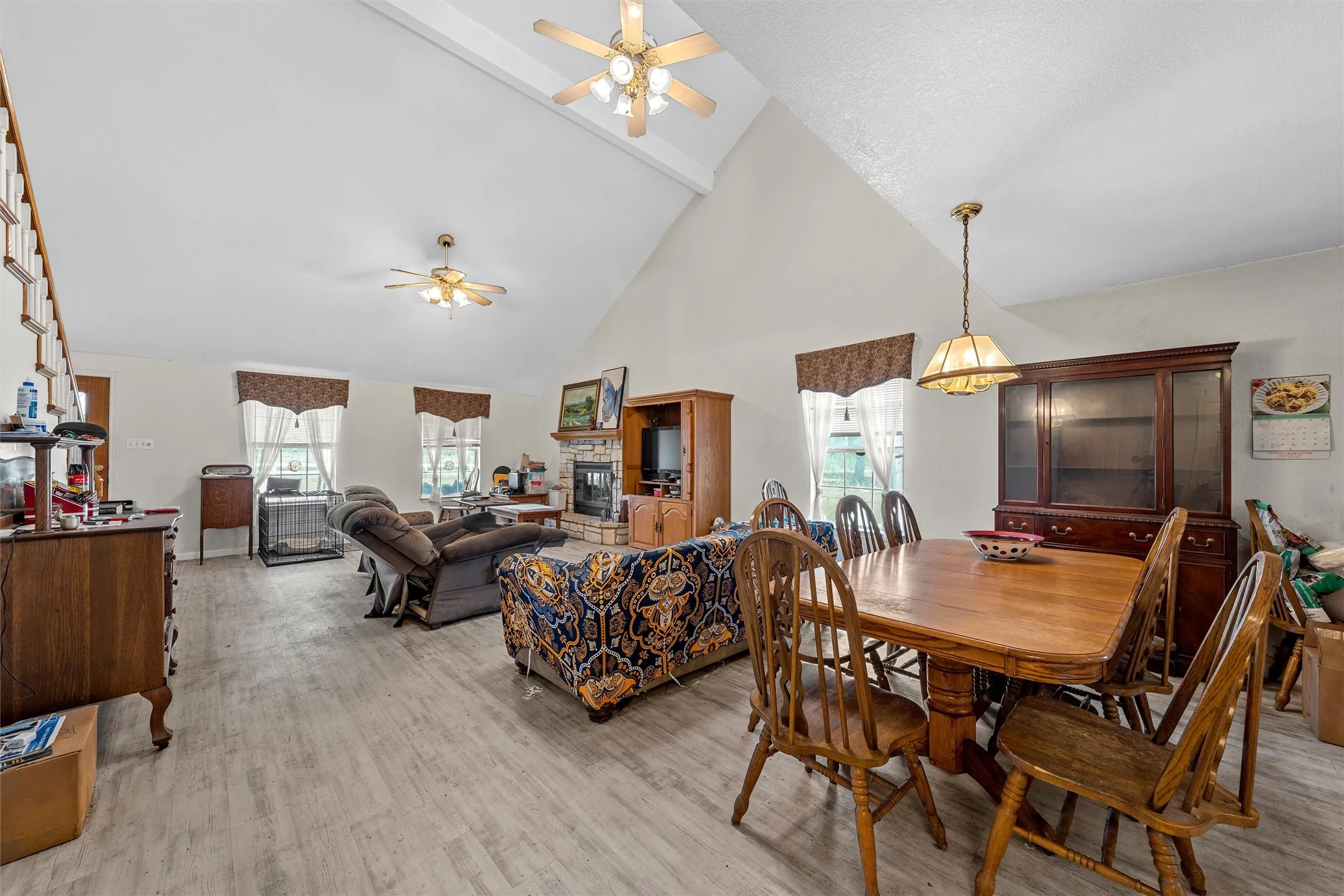 Open kitchen-dining-living