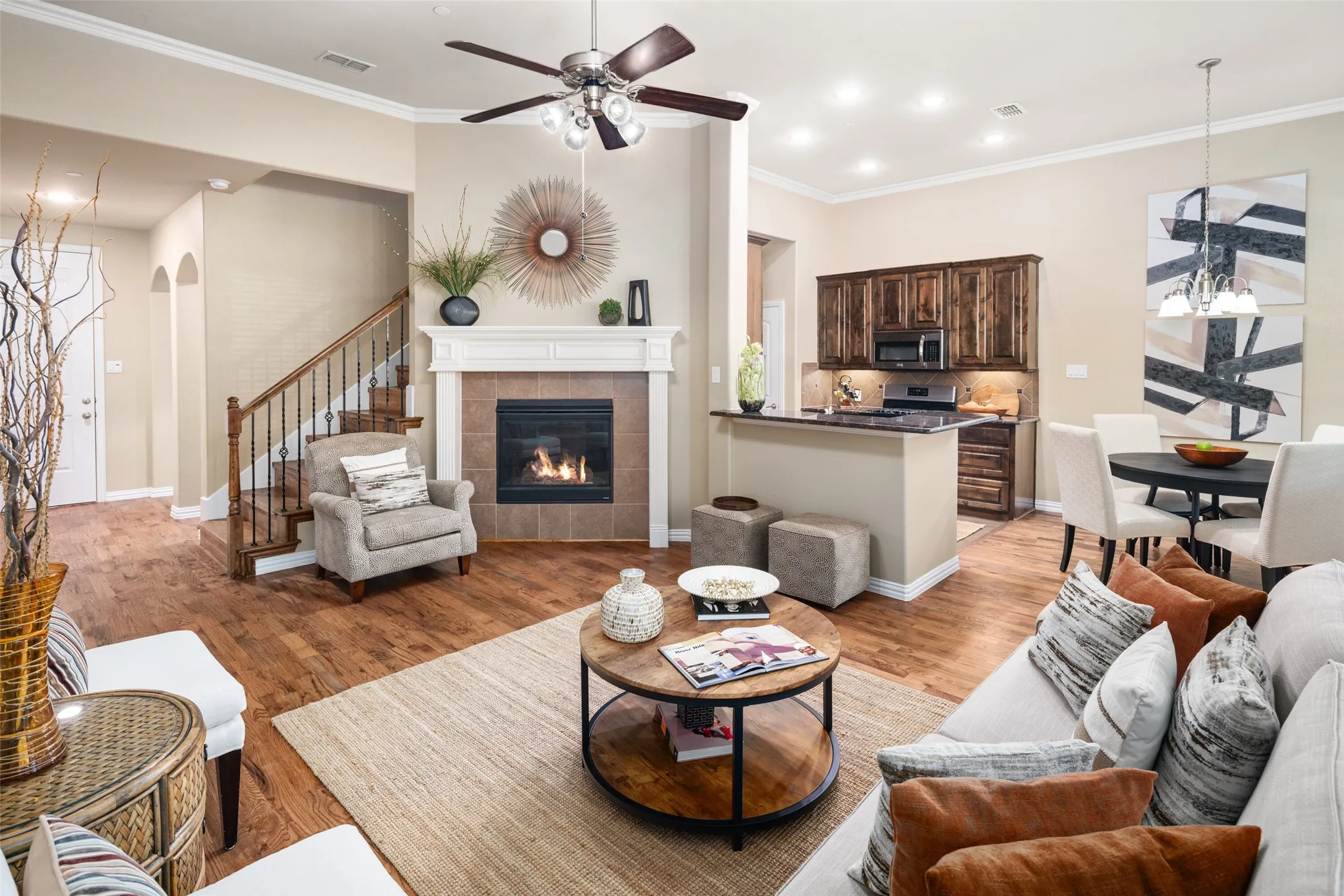 Family room is open to the kitchen and breakfast area

