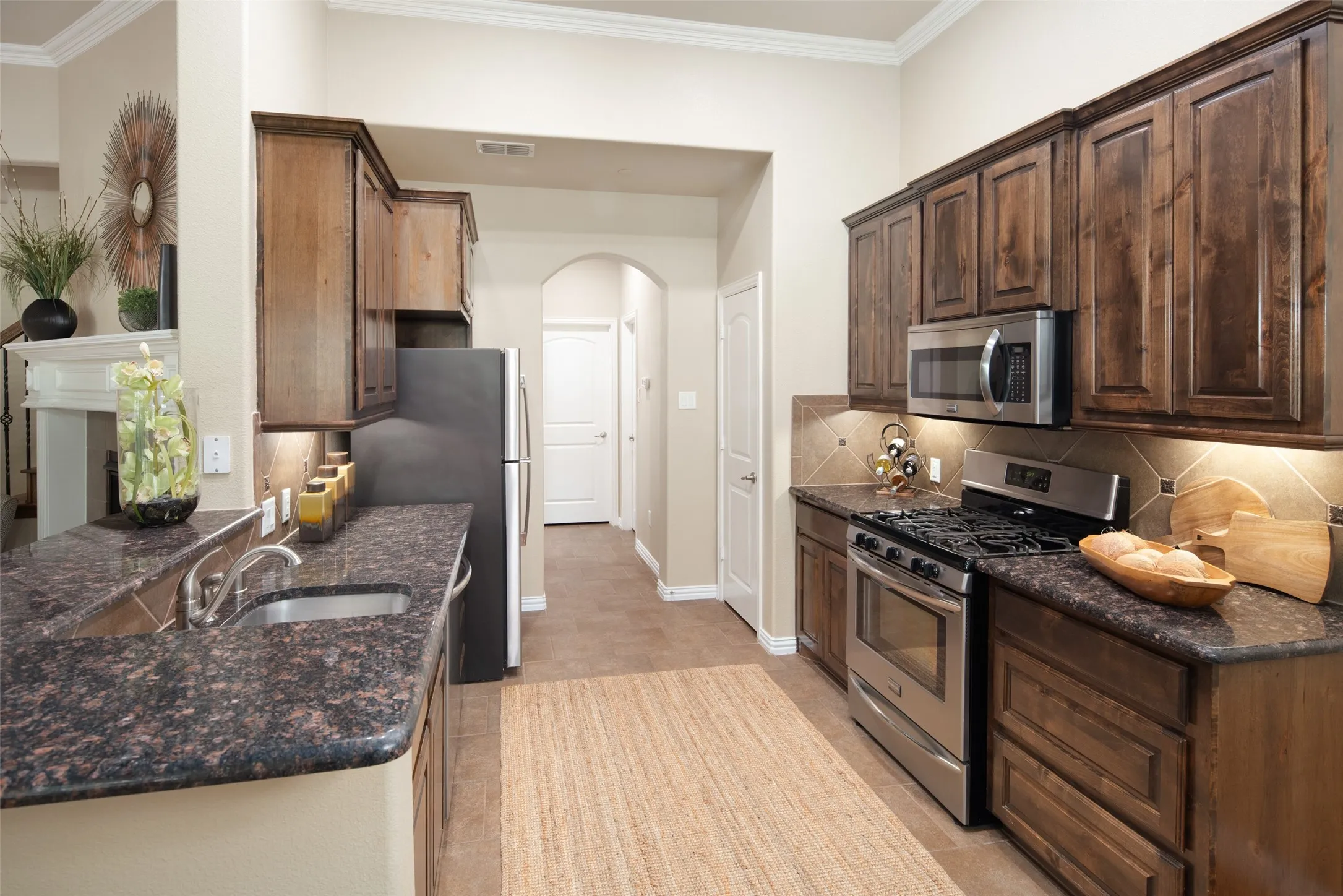 42 inch upper cabinets.  Note the tall ceilings