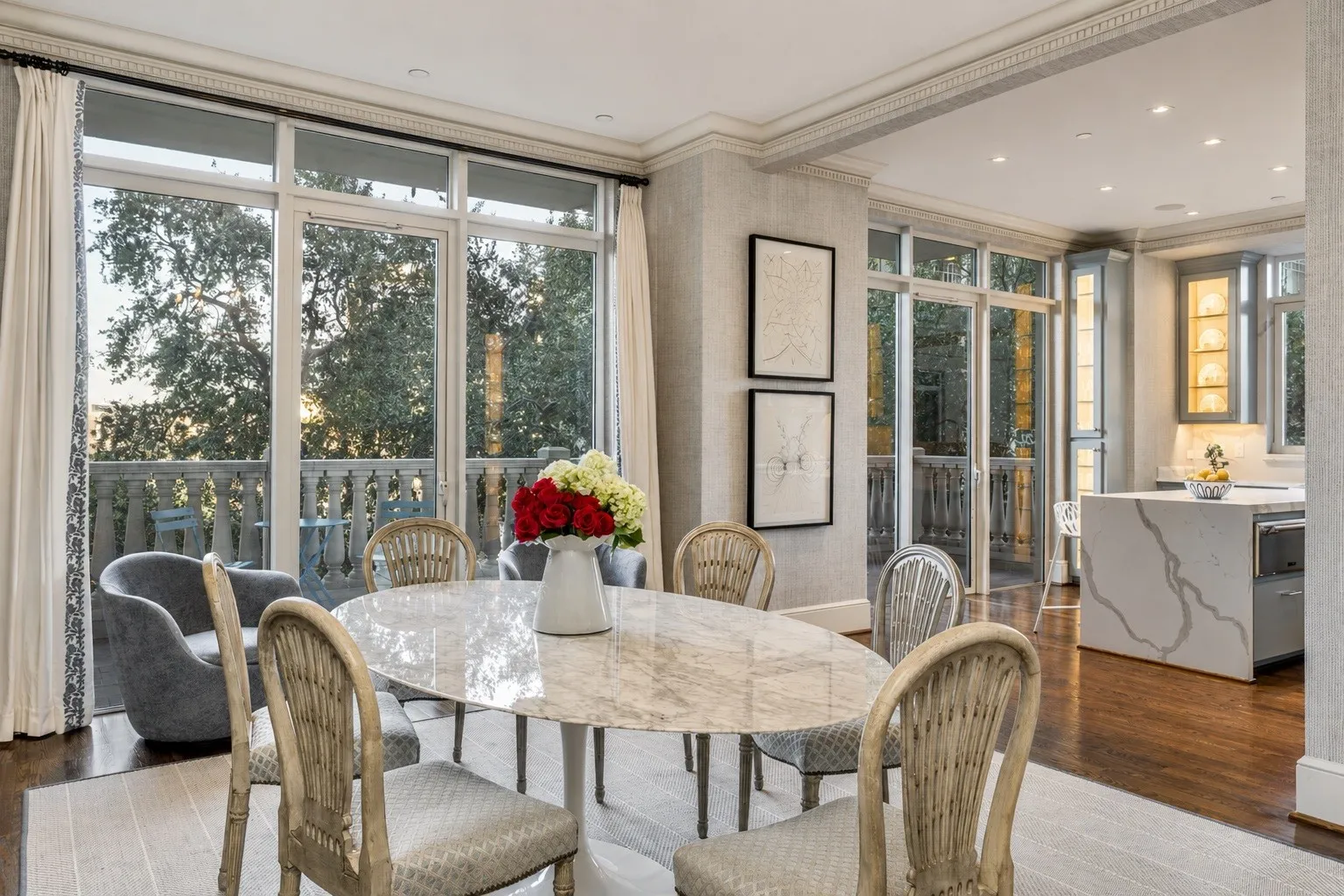 Dining and kitchen with private terrace.