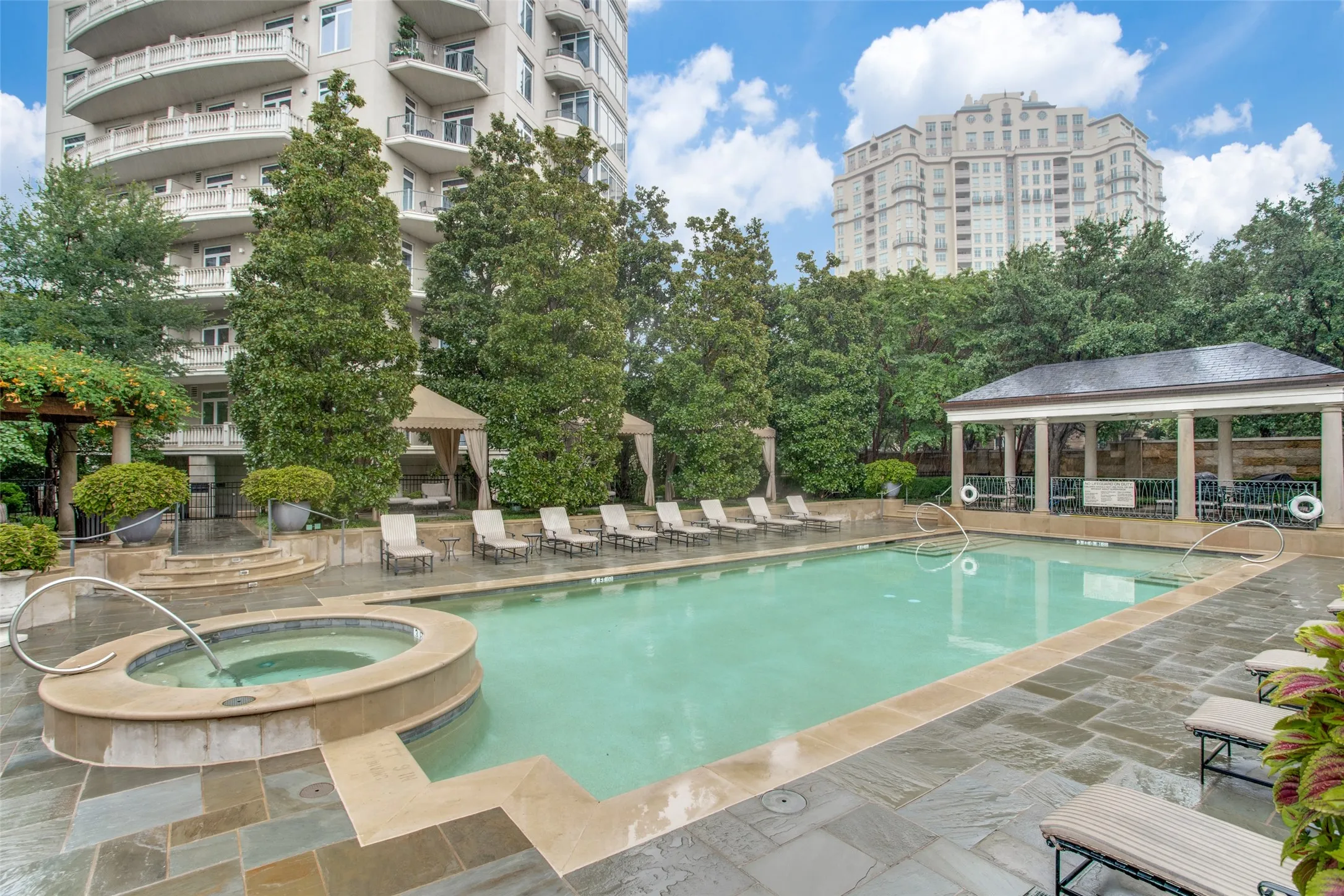 Resort-style pool and cabanas.