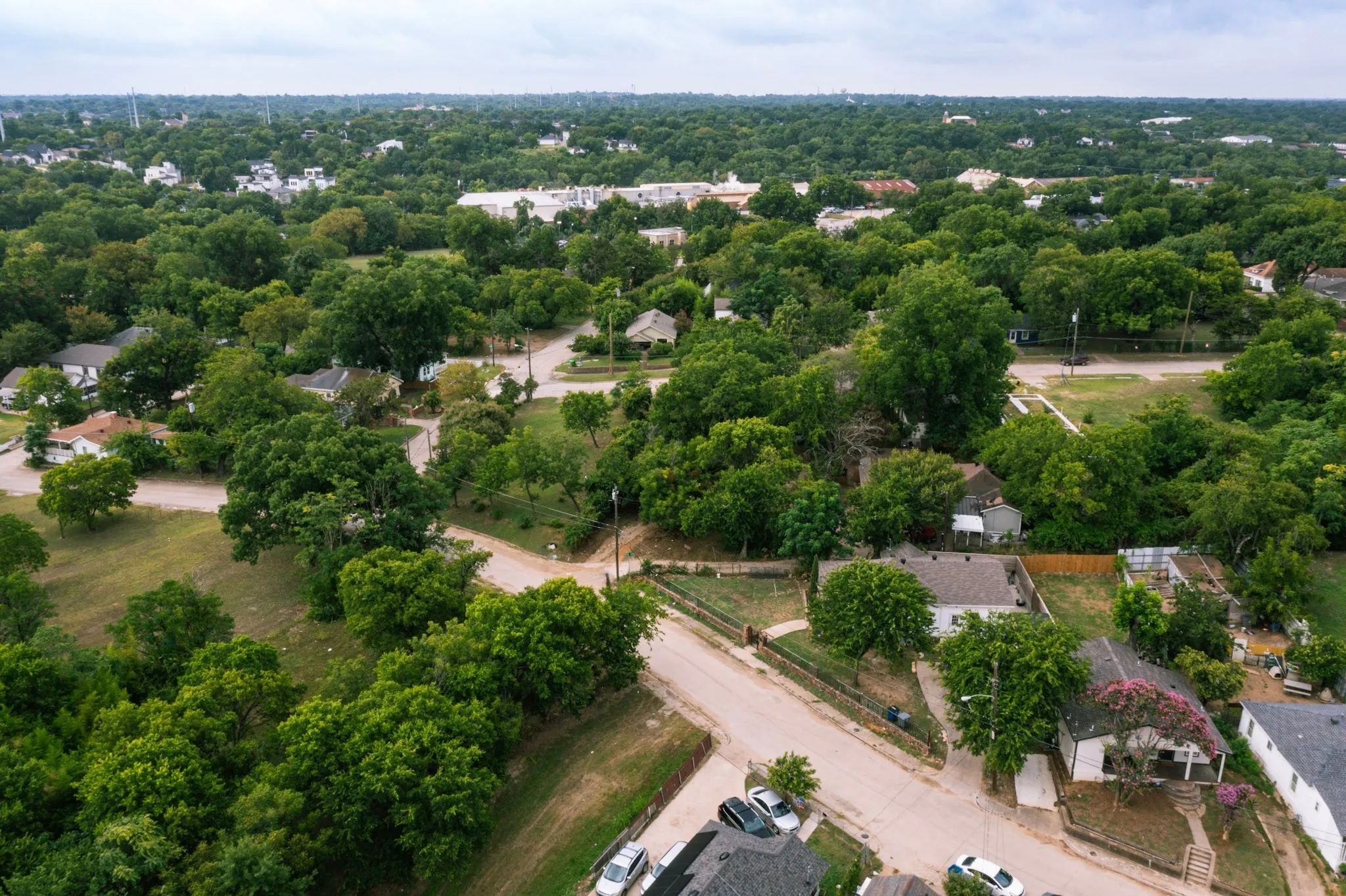 Aerial view of neighborhood