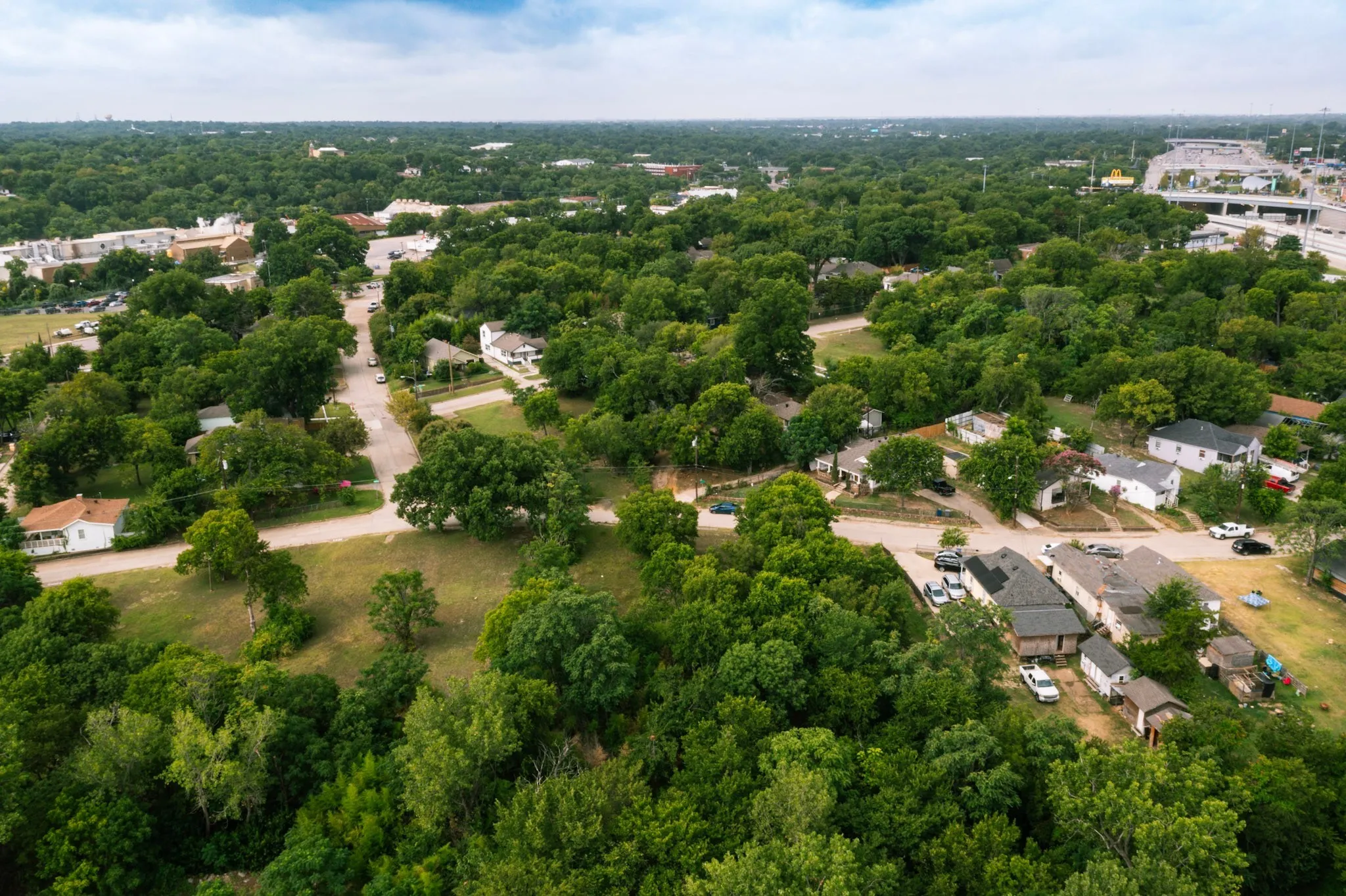 Residential area with extensive tree coverage