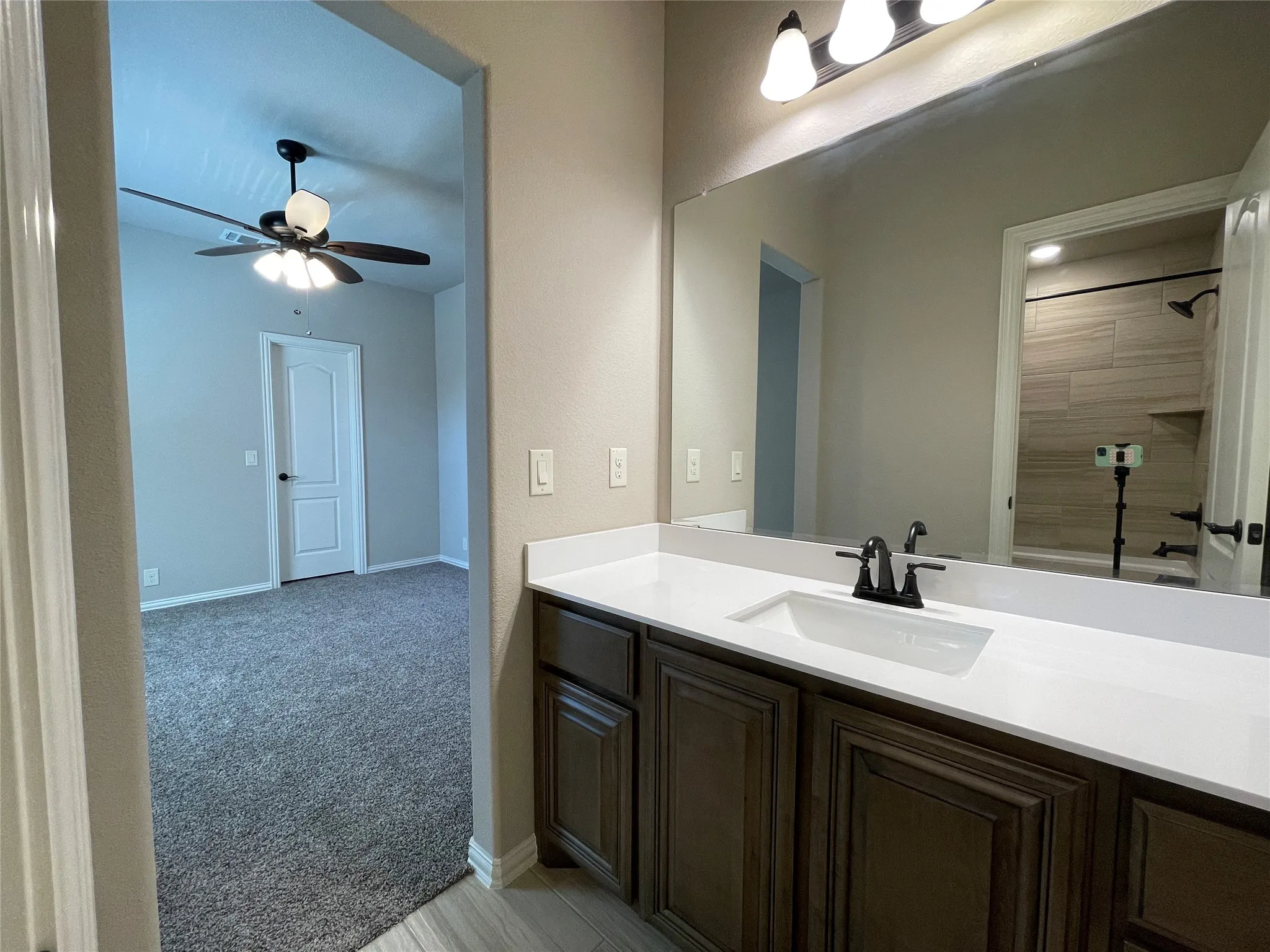 Jack and Jill Bathroom #3 Sink, view of Bedroom #4, upstairs