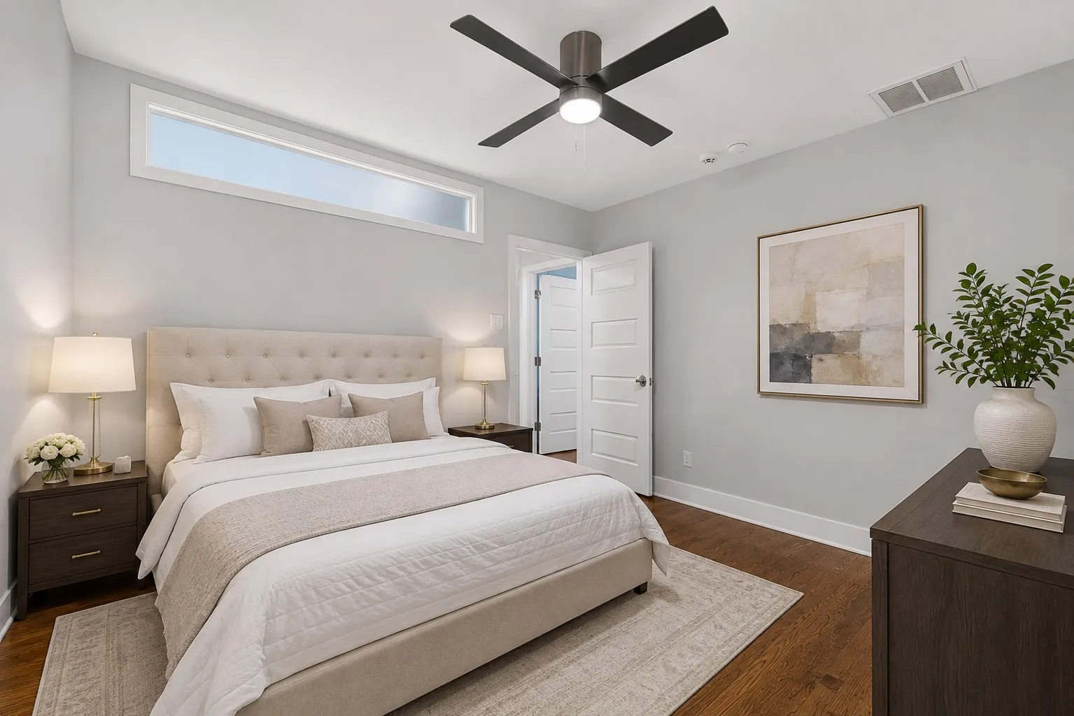 Hardwood-style flooring throughout