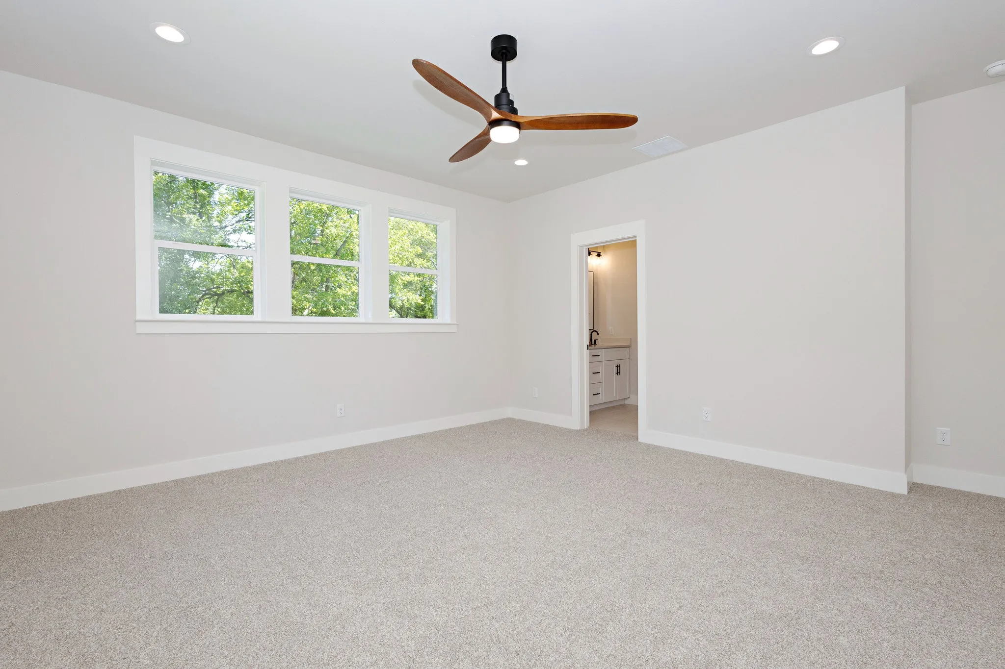 A bright and airy retreat with plenty of space and dimmable lighting.