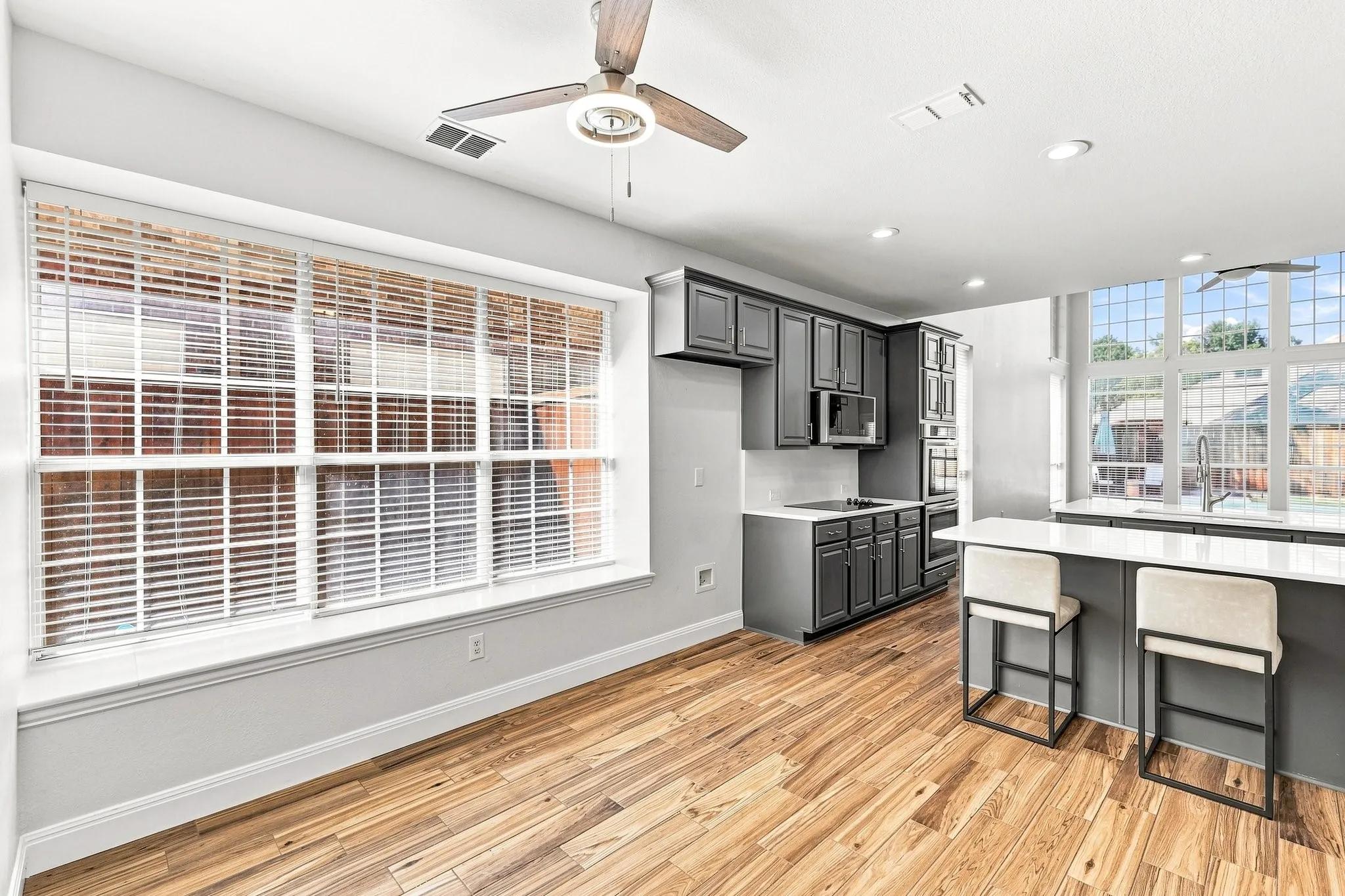 Breakfast Nook is large and can accommodate a large square or round table! Plenty of seats for everyone!