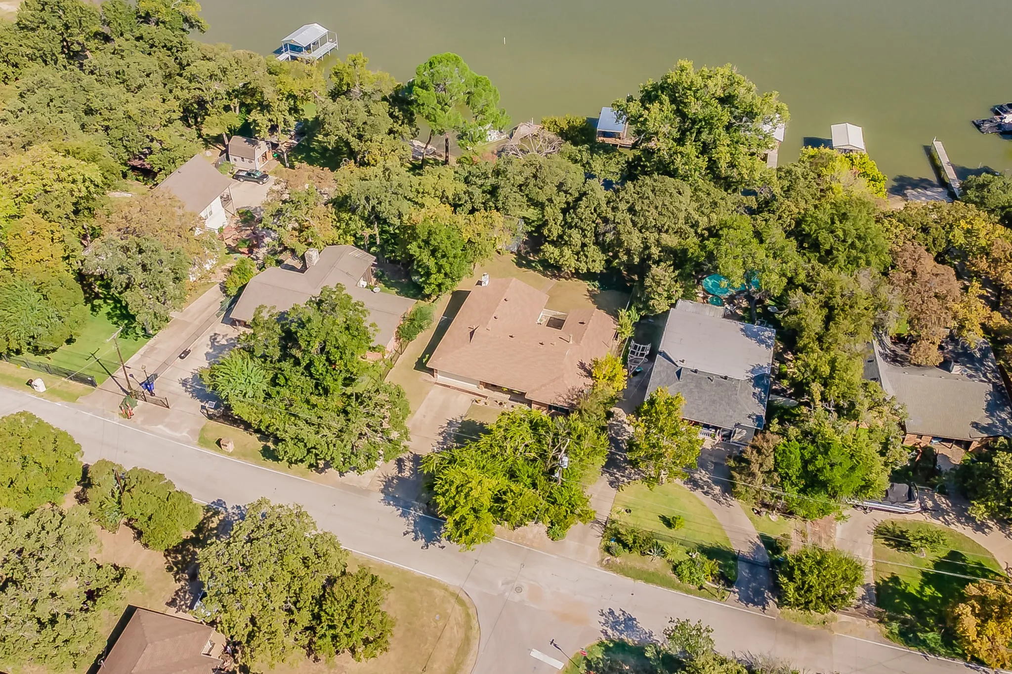 Aerial perspective of suburban area