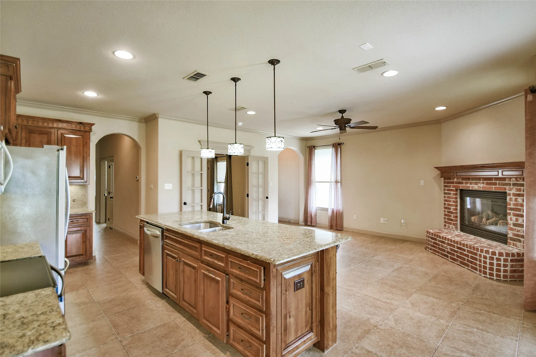 One more angle of the kitchen view toward the living room