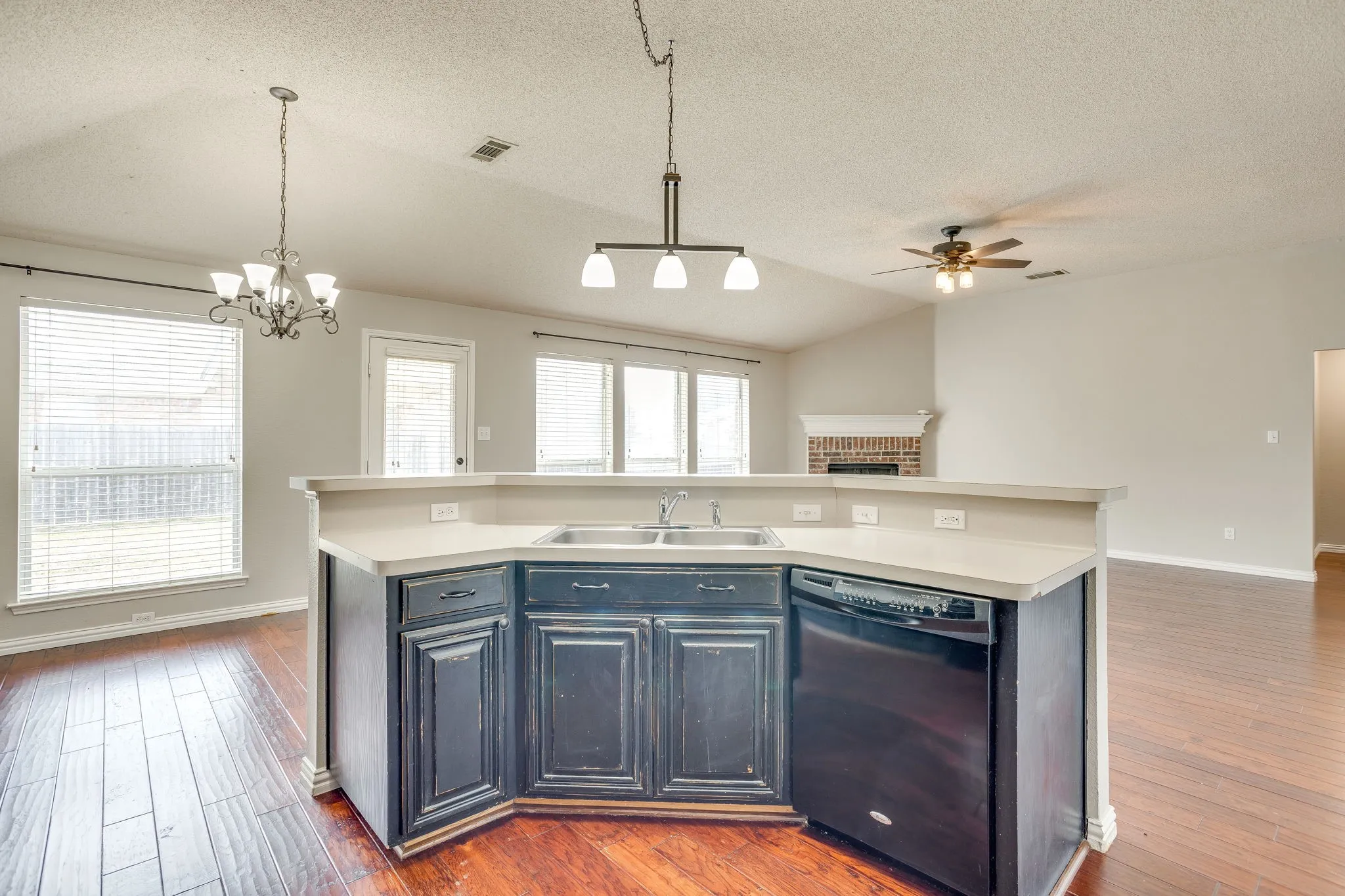 Kitchen looking into Living room/breakfast nook