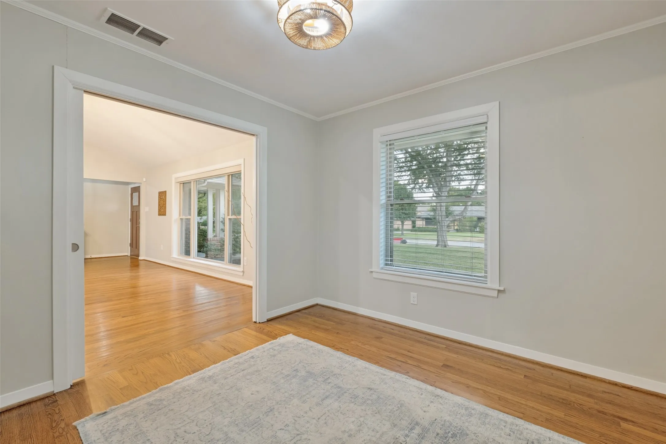 View from Living area and large breakfast area to right with two great size windows with electric shade.